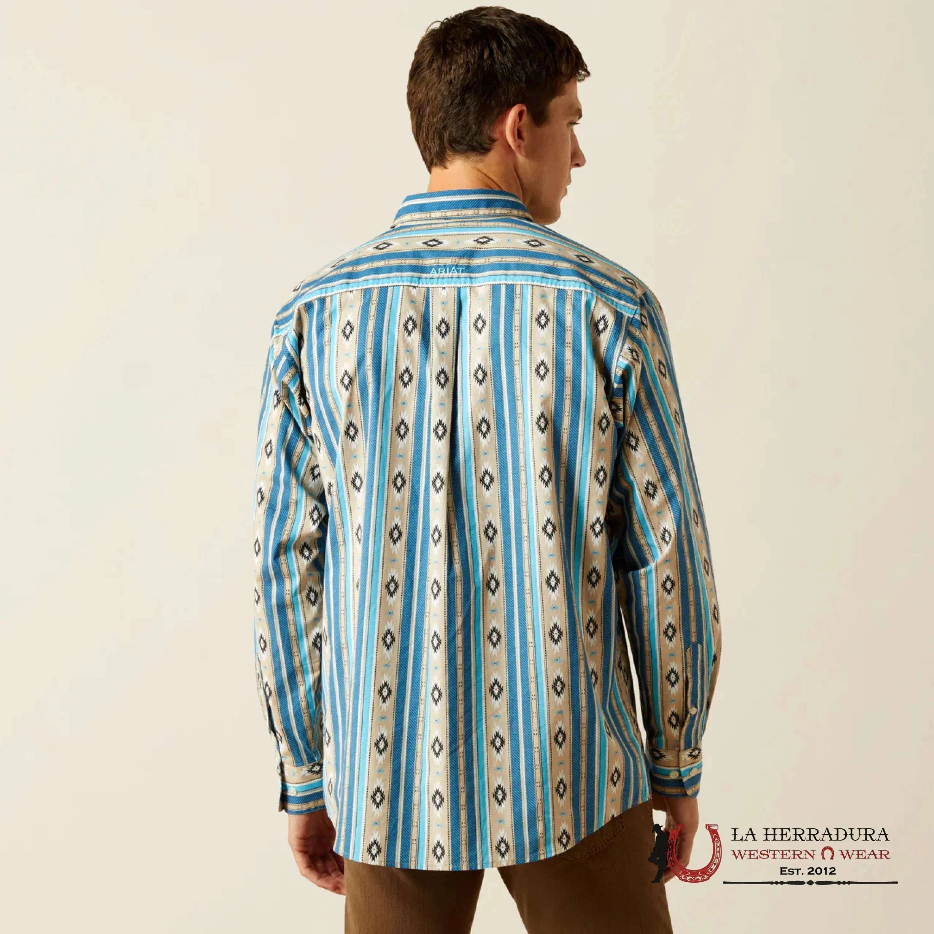 ARIAT MENS Shiloh Long Sleeve Khaki Aztec Print Shirt - 8969 ROPA HOMBRES