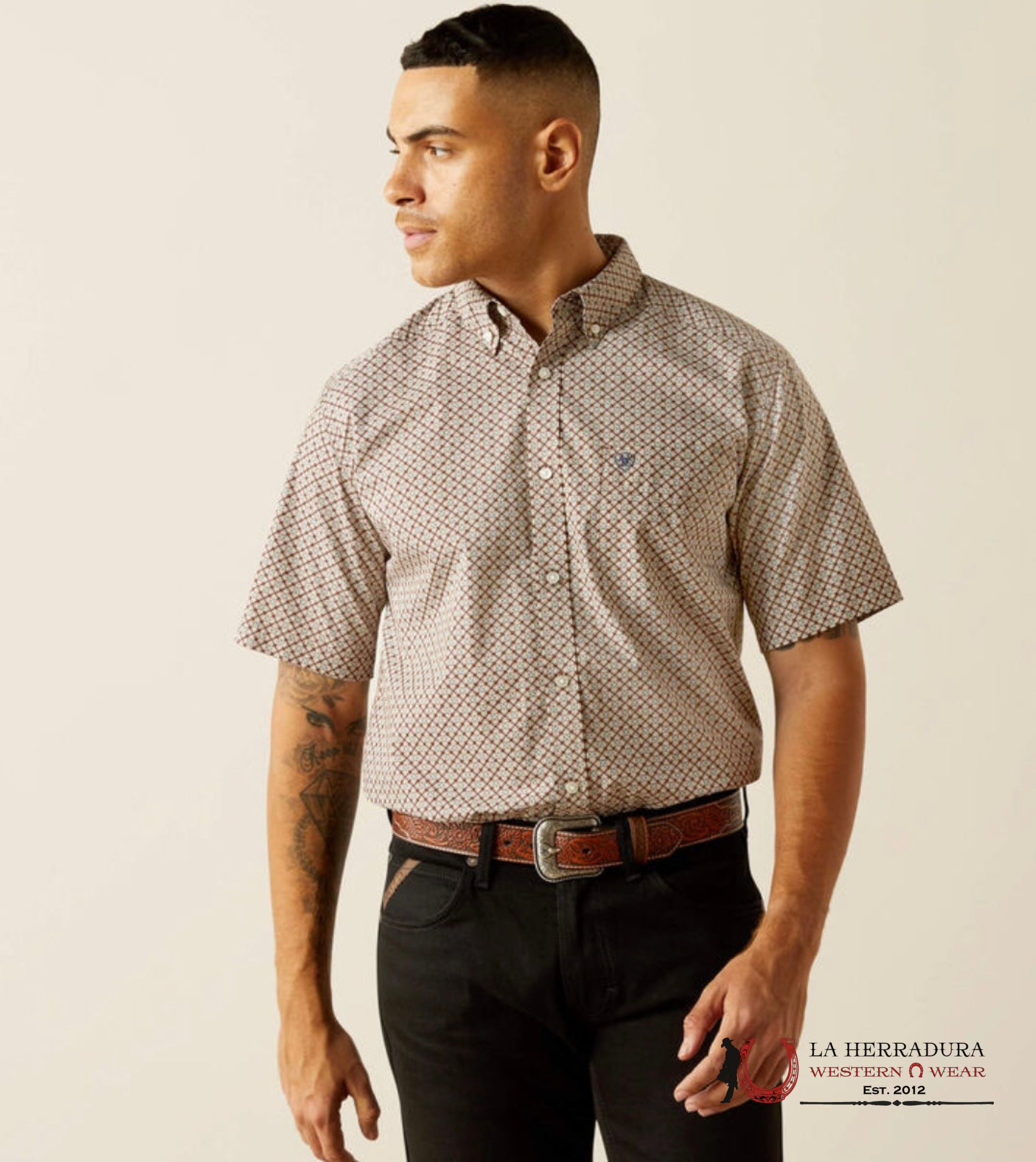 ARIAT MENS SHIRT CARMELO SS SHRT BROWN 10059012 ROPA HOMBRES