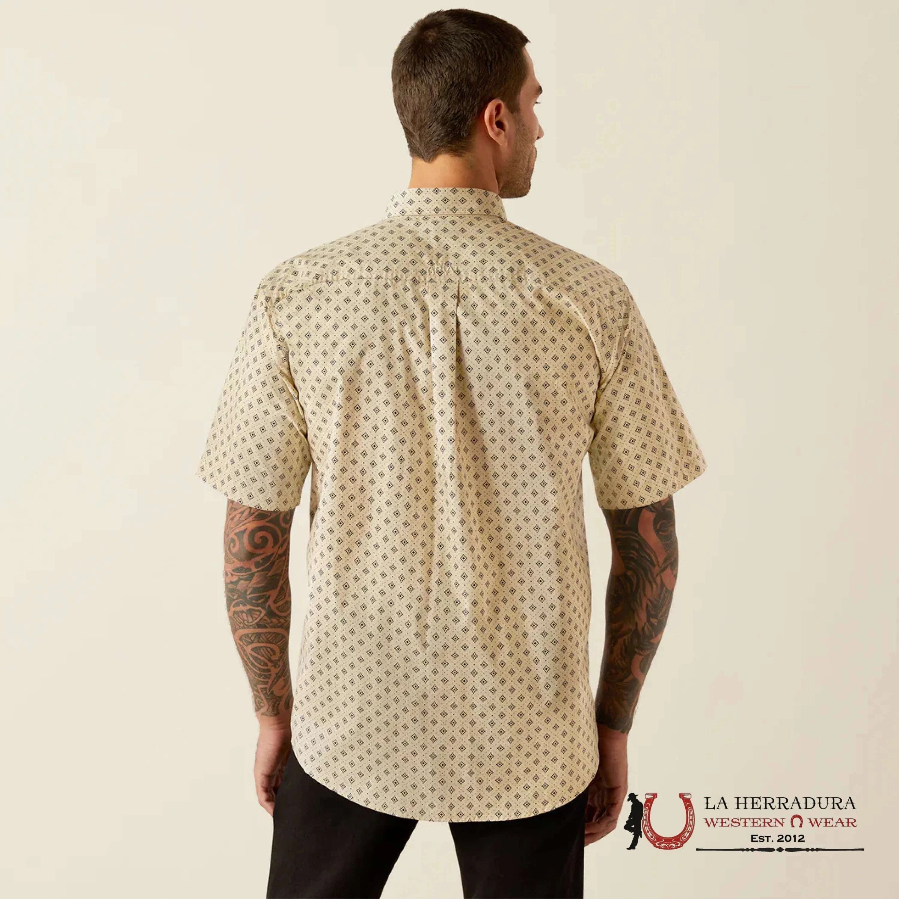 ARIAT MENS Short Sleeve KHAKI Design Shirt - 4819 ROPA HOMBRES
