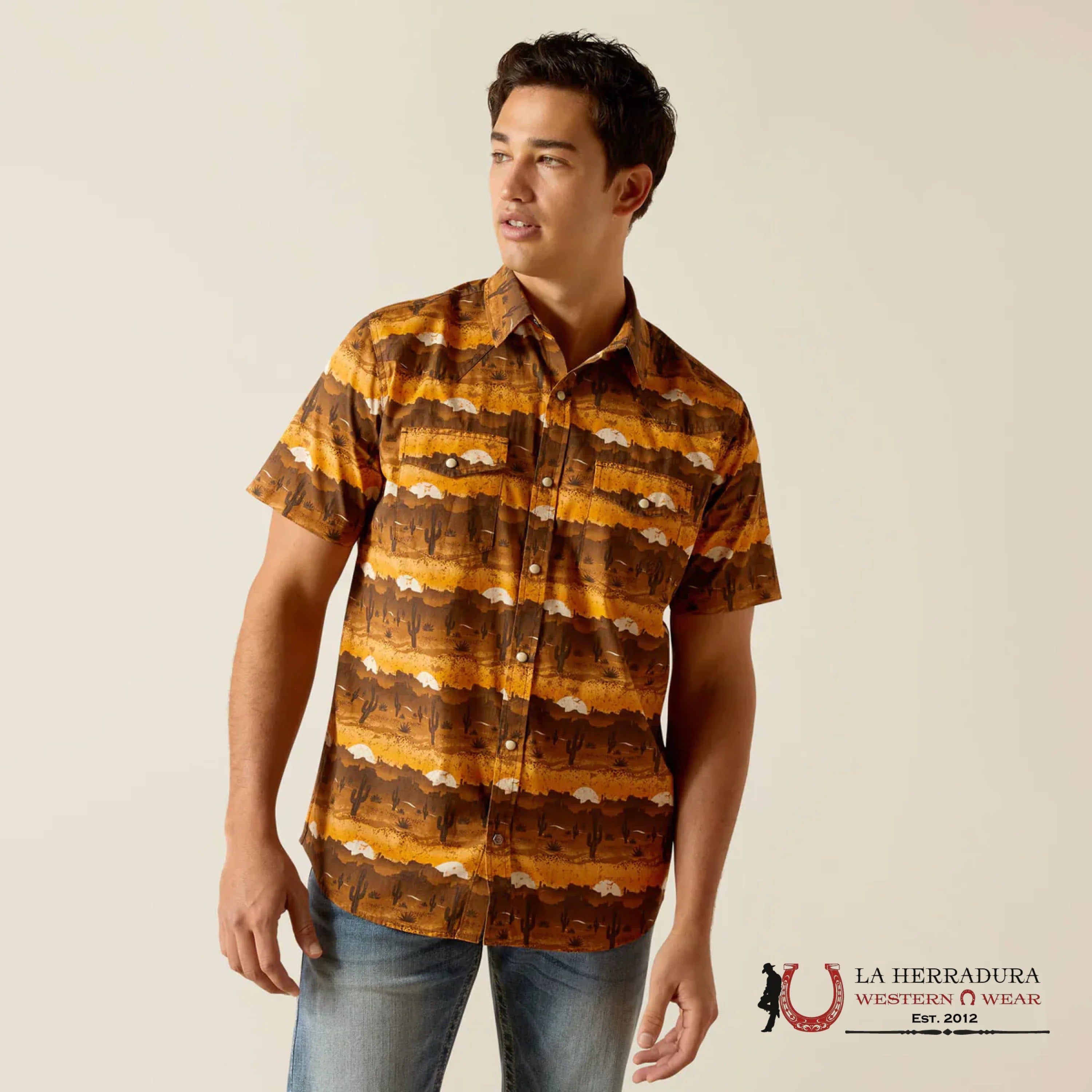 ARIAT MENS Short Sleeve MINK Design Shirt - 1303 ROPA HOMBRES