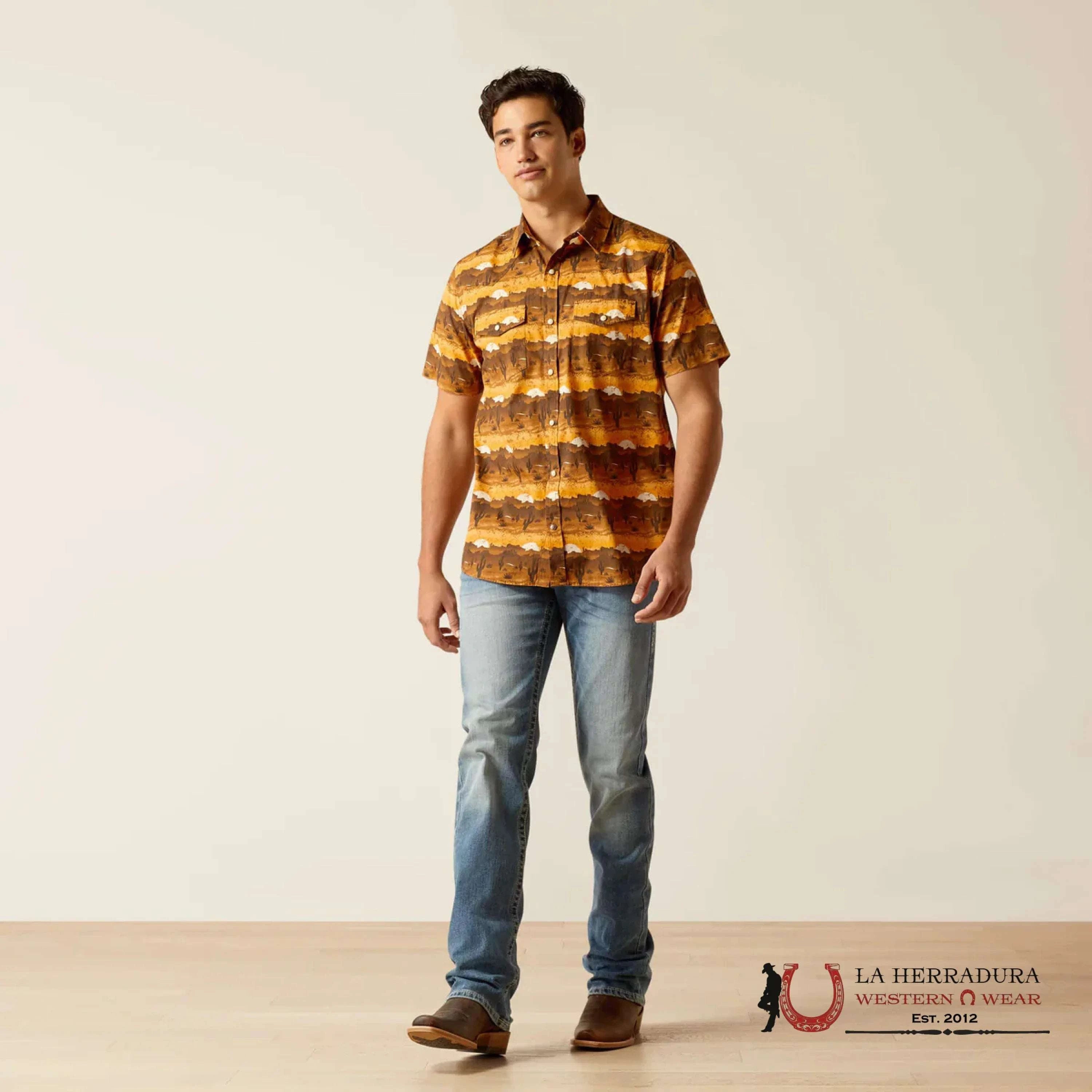 ARIAT MENS Short Sleeve MINK Design Shirt - 1303 ROPA HOMBRES