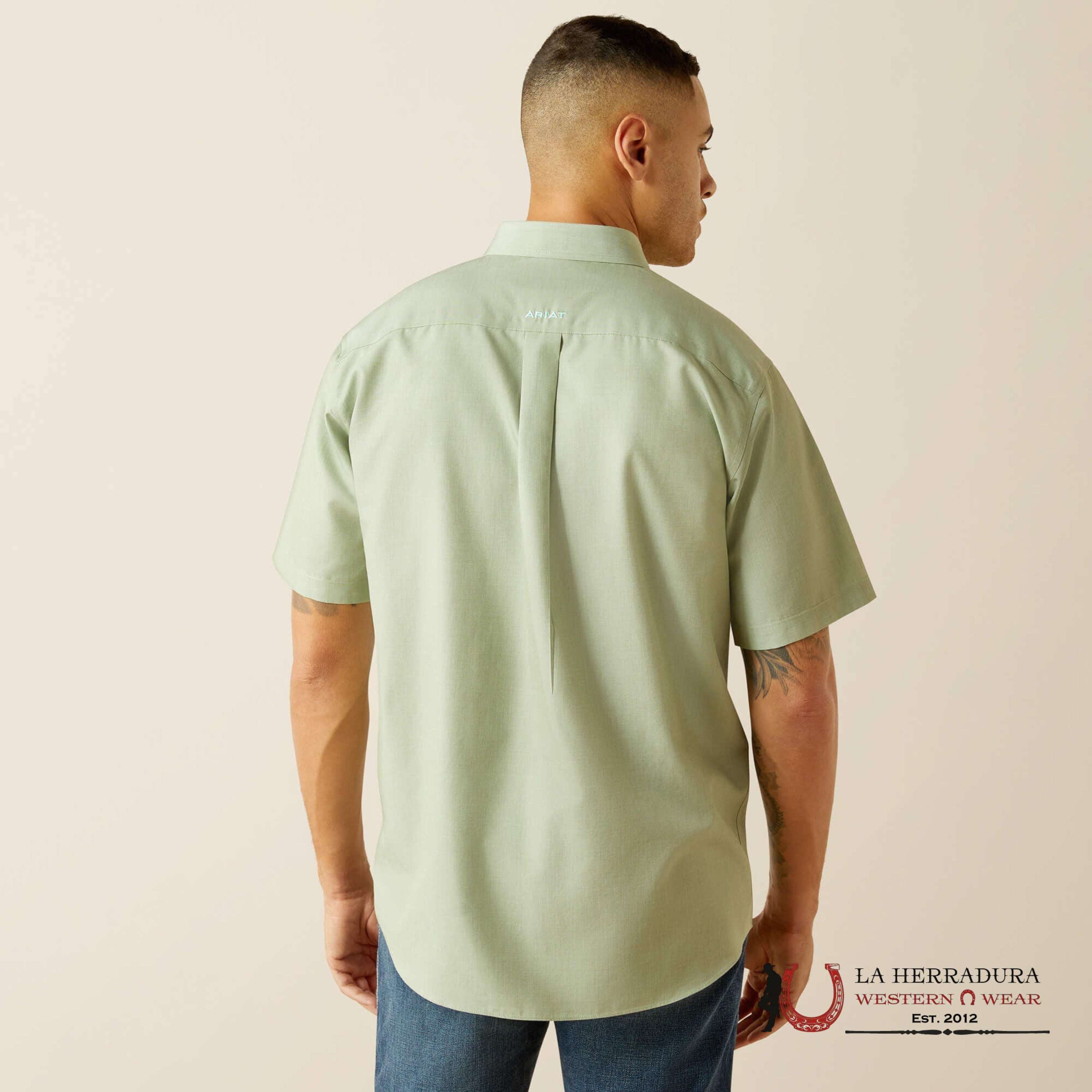 ARIAT MENS Solid Aqua Short Sleeve Shirt - 8980 ROPA HOMBRES
