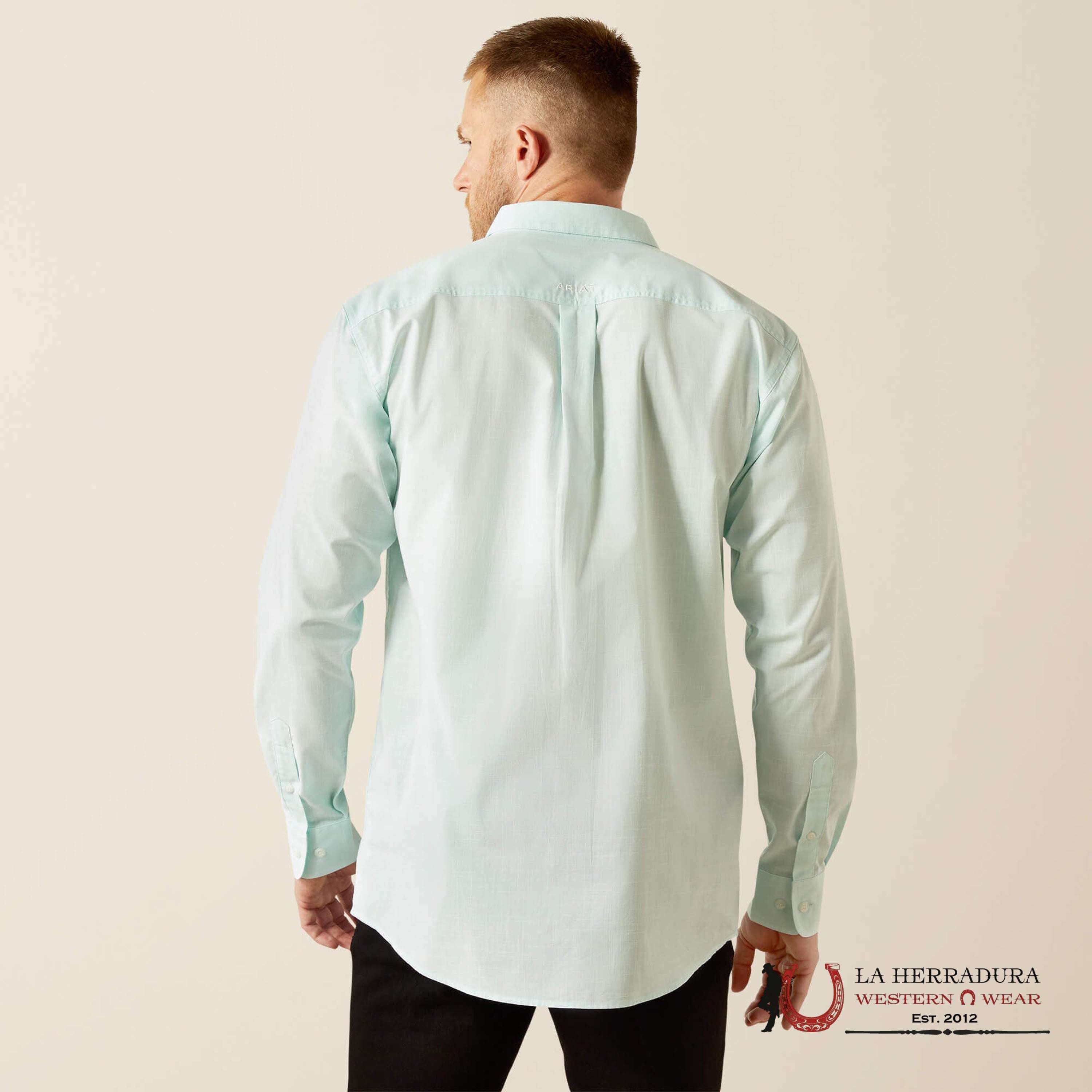 ARIAT MENS Solid Slub Long Sleeve Mint Shirt - 5116 ROPA HOMBRES