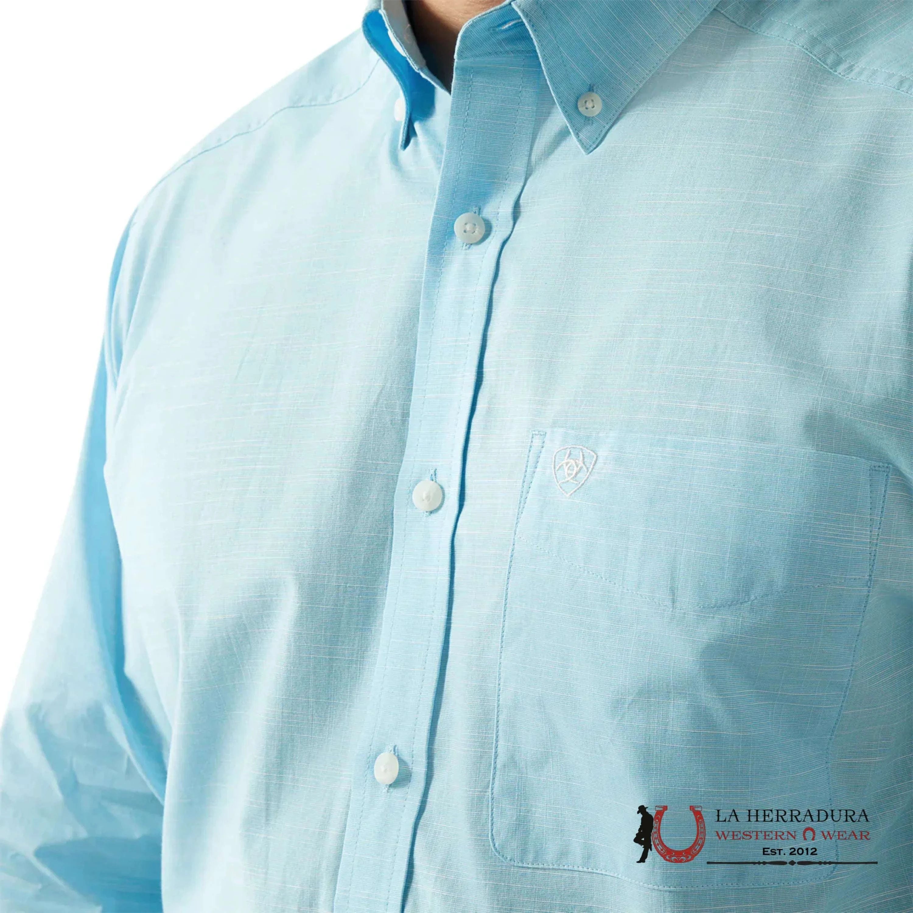 ARIAT MENS Solid Slube Light Blue Longsleeve Shirt - 8785 ROPA HOMBRES