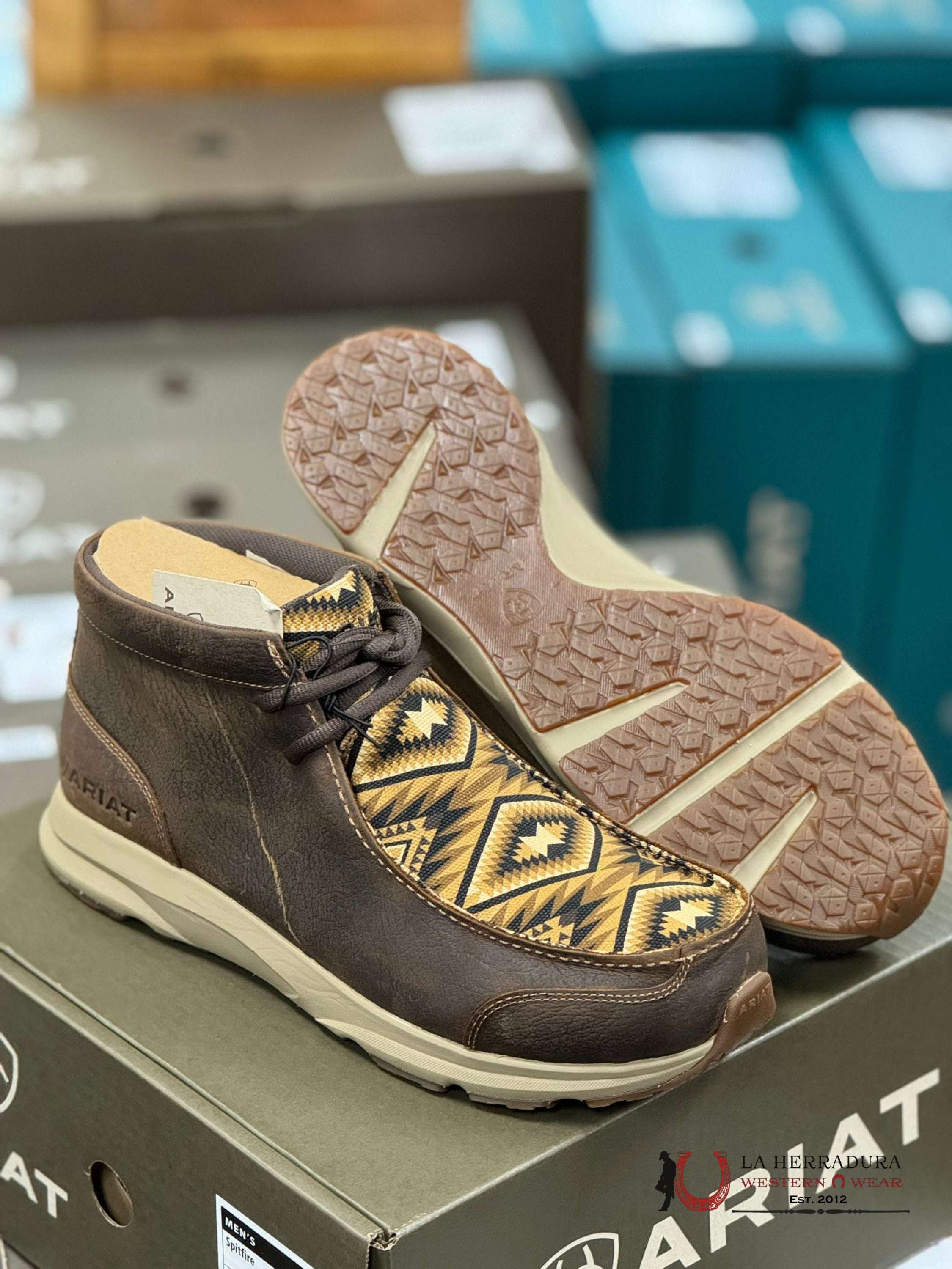 Ariat Mens Spitfire H2O Old Earth- Brown Southwest Print Zapatos Hombres