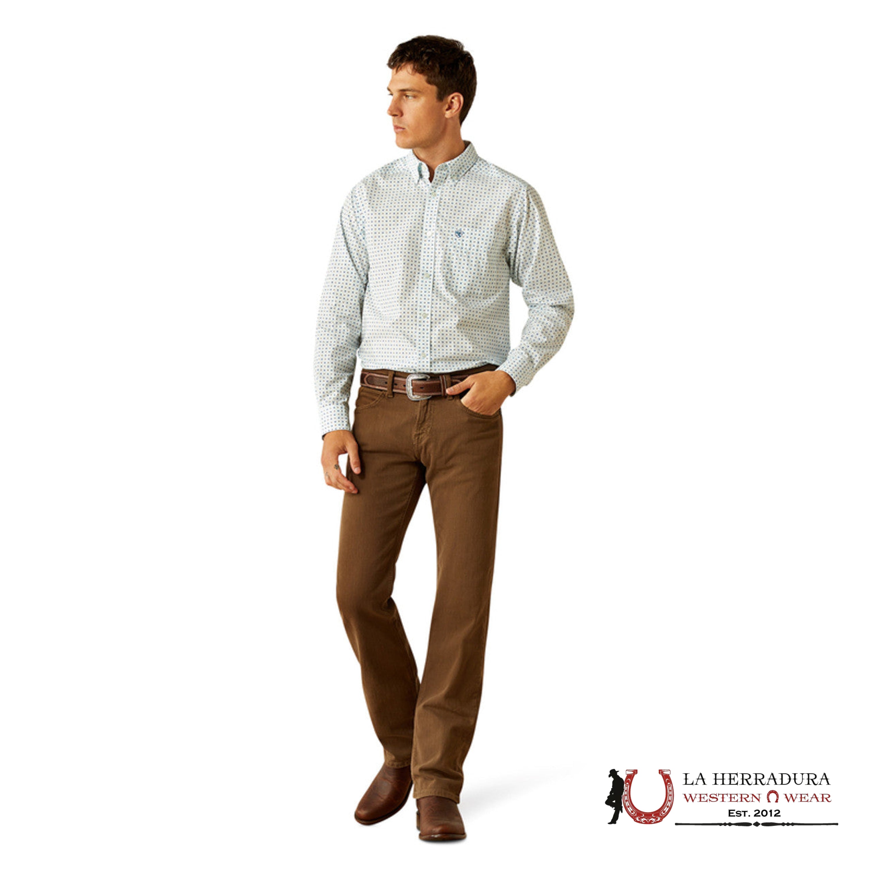 ARIAT MENS Stearns Light Blue Longsleeve Shirt - 8995 ROPA HOMBRES