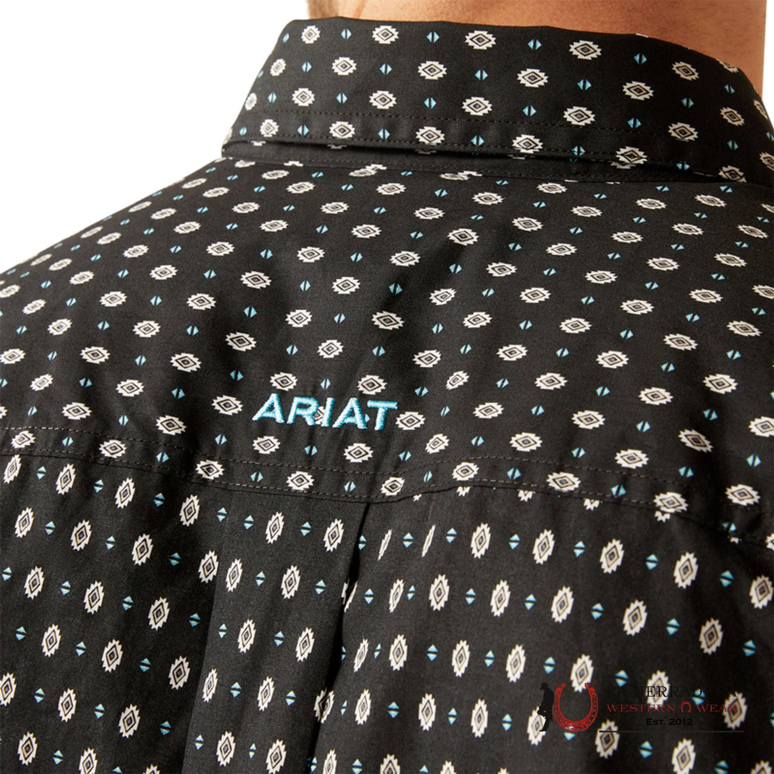 ARIAT MENS Steele Short Sleeve Black With Aztec Print Shirt - 9015 ROPA HOMBRES