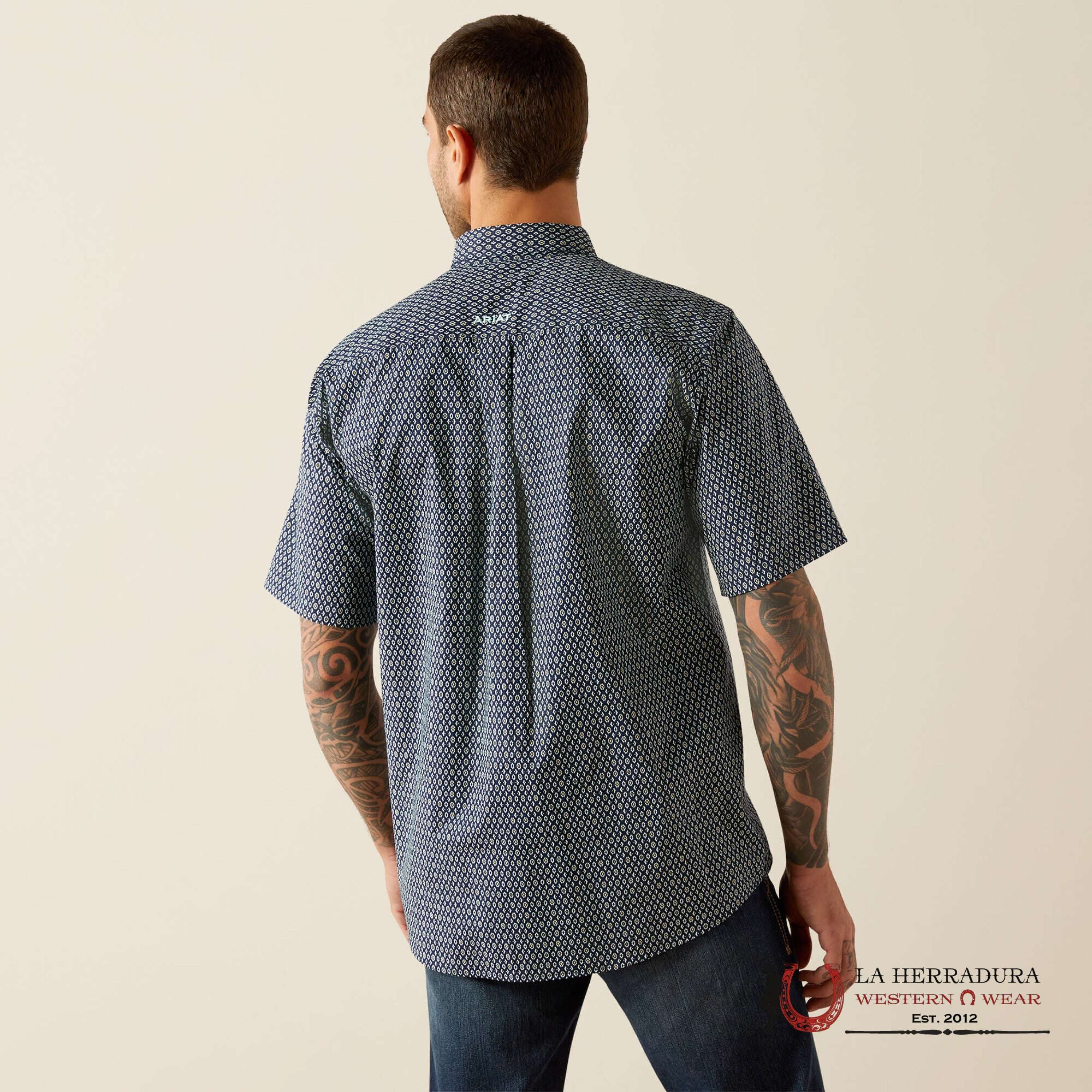 ARIAT MENS Steele Short Sleeve NAVY Shirt - 10054817 ROPA HOMBRES