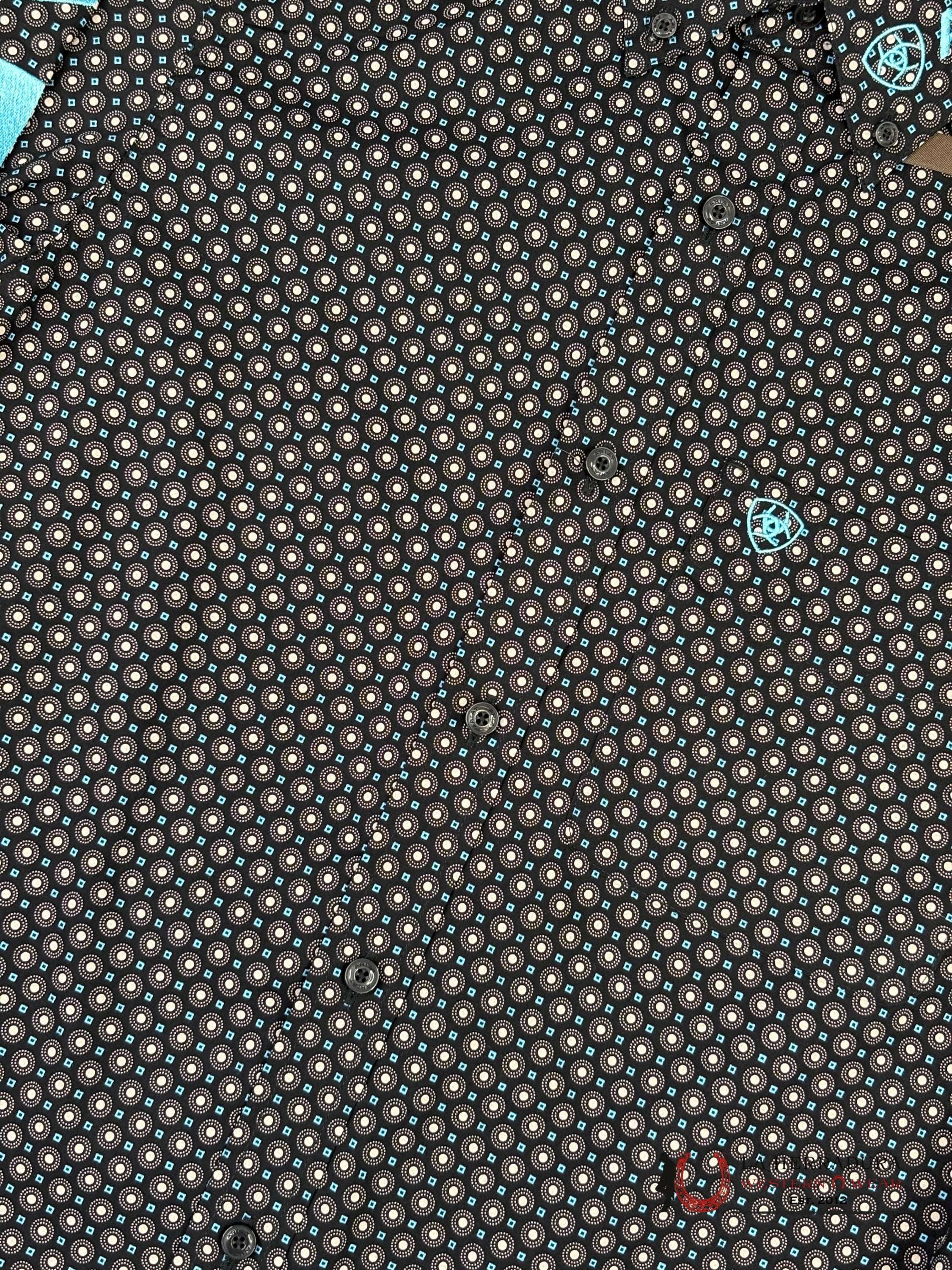 ARIAT MENS Team Abel Black/Blue Long Sleeve Shirt With Western Print - 8738 ROPA HOMBRES