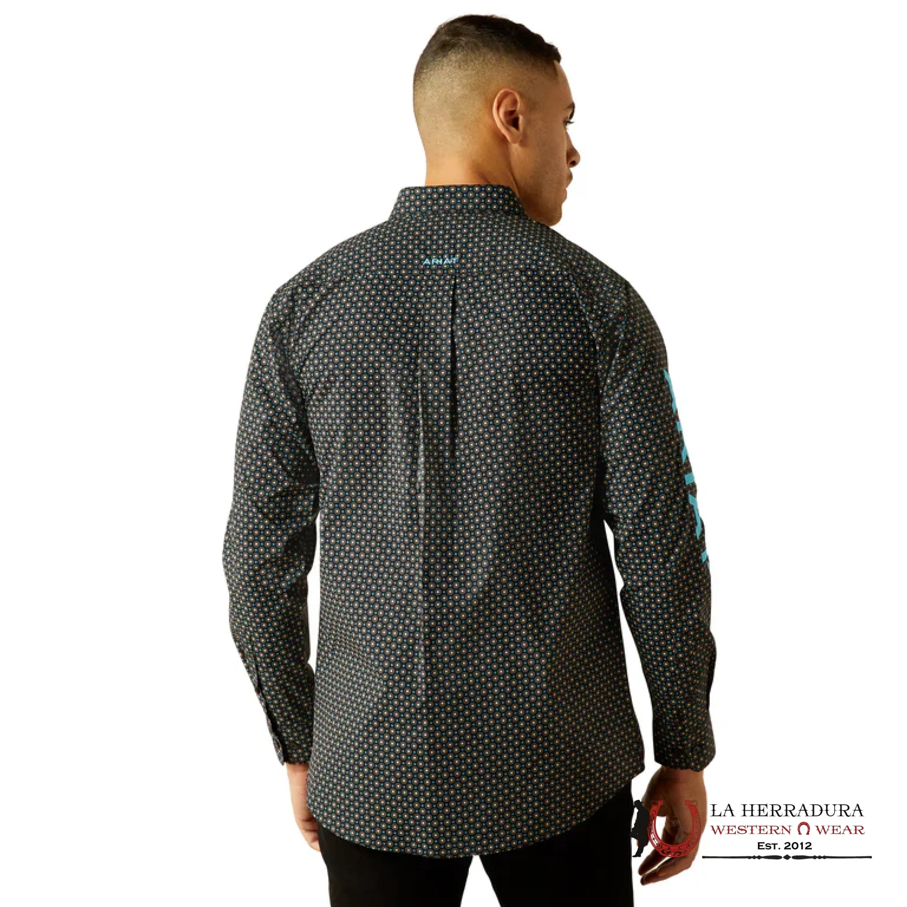 ARIAT MENS Team Abel Black/Blue Long Sleeve Shirt With Western Print - 8738 ROPA HOMBRES