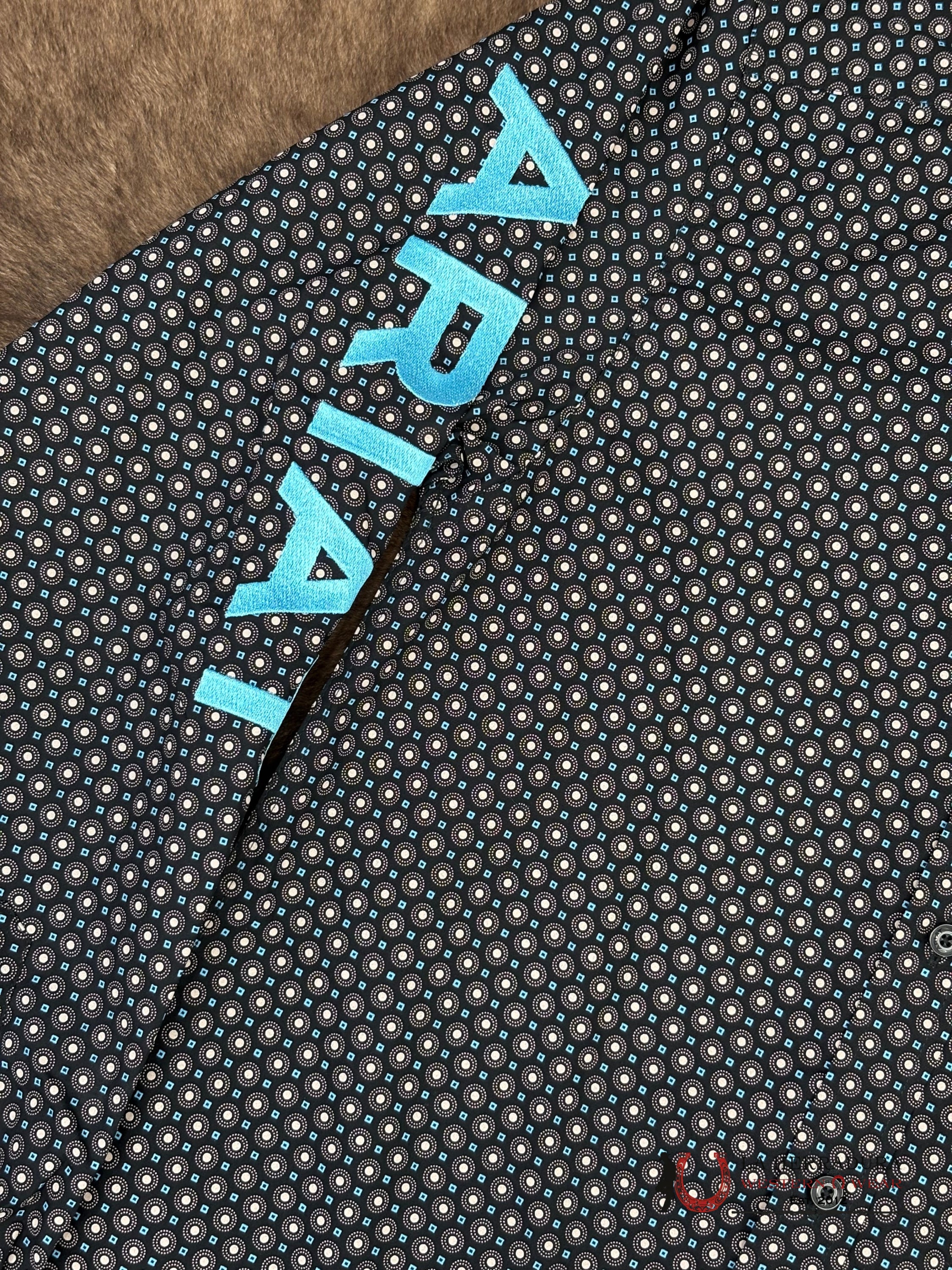 ARIAT MENS Team Abel Black/Blue Long Sleeve Shirt With Western Print - 8738 ROPA HOMBRES