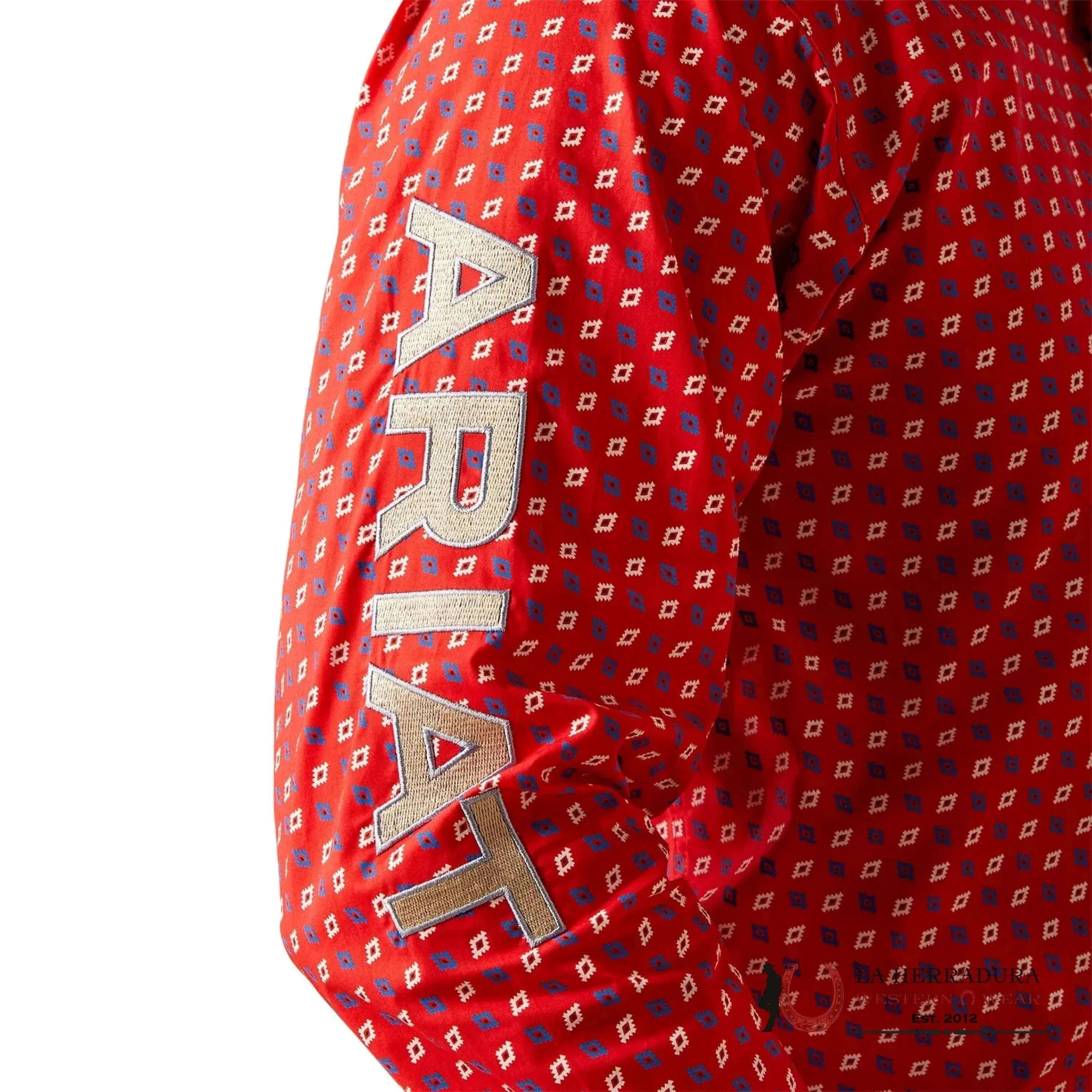 ARIAT MENS Team Fallon Red/Beige Longsleeve Shirt - 8961 ROPA HOMBRES