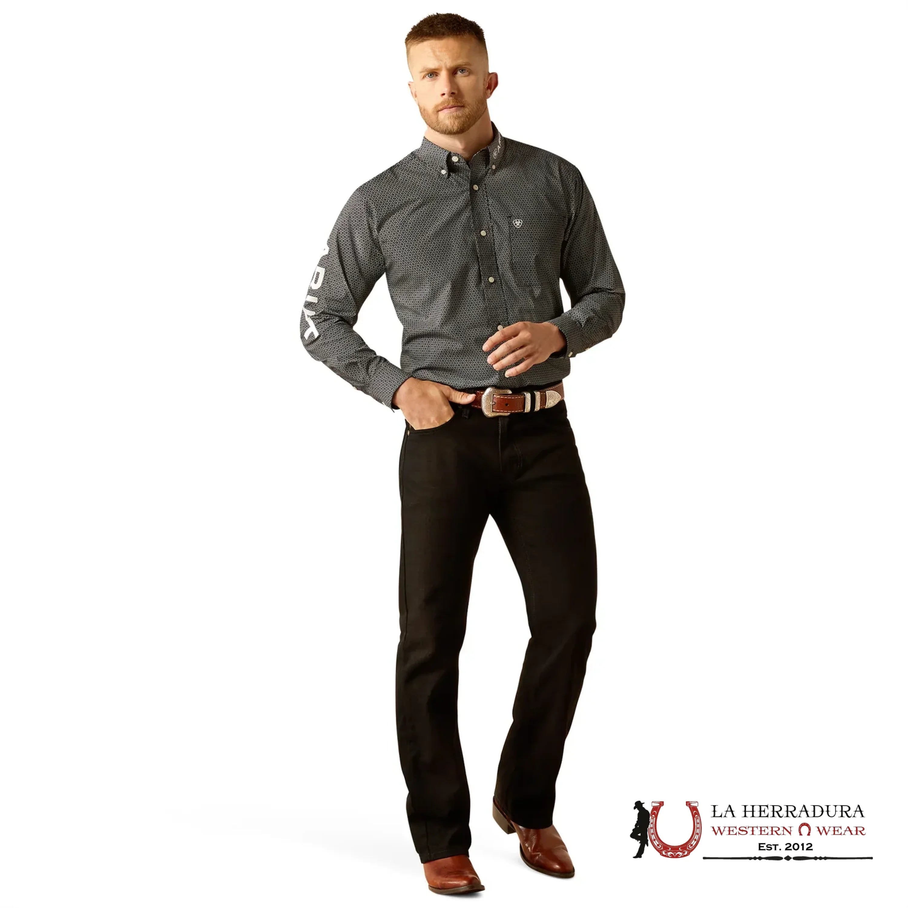 ARIAT MENS Team Fowler Black/White Shirt - 8960 ROPA HOMBRES