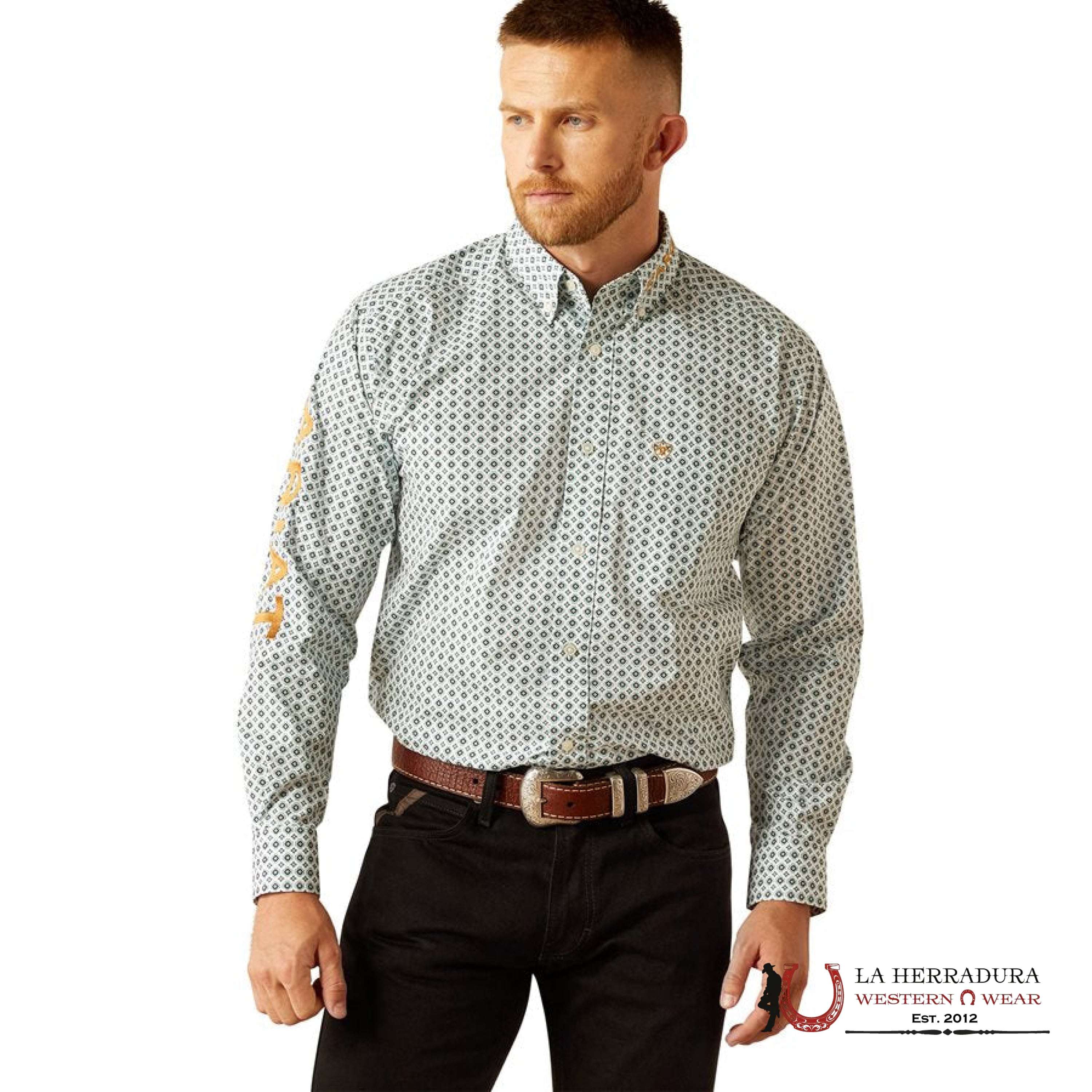 ARIAT MENS Team Franklin Blue/Brown Longsleeve Shirt - 8962 ROPA HOMBRES