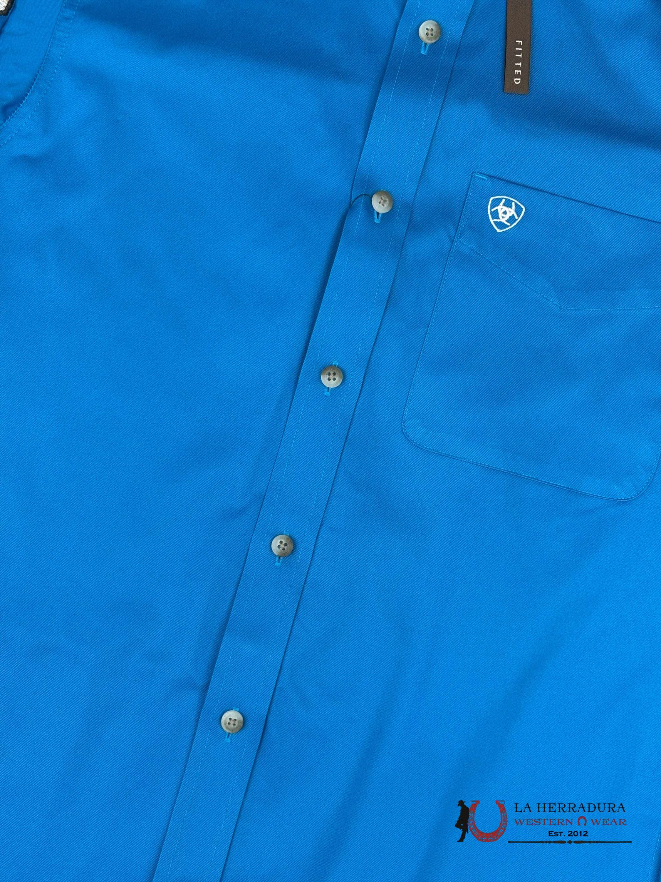 ARIAT MENS Team Logo Twill Blue/Dark Blue Long Sleeve Shirt - 8793 ROPA HOMBRES