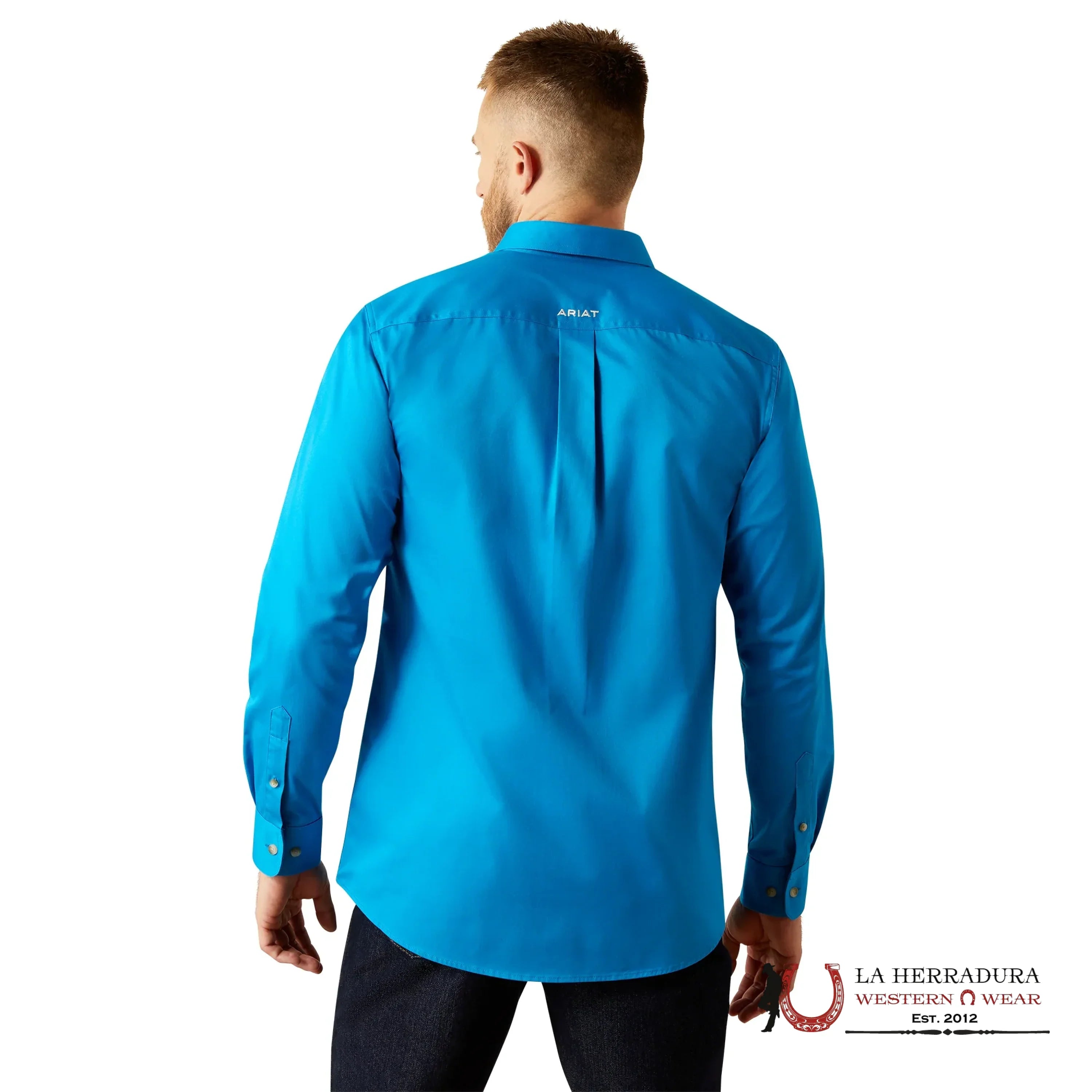 ARIAT MENS Team Logo Twill Blue/Dark Blue Long Sleeve Shirt - 8793 ROPA HOMBRES