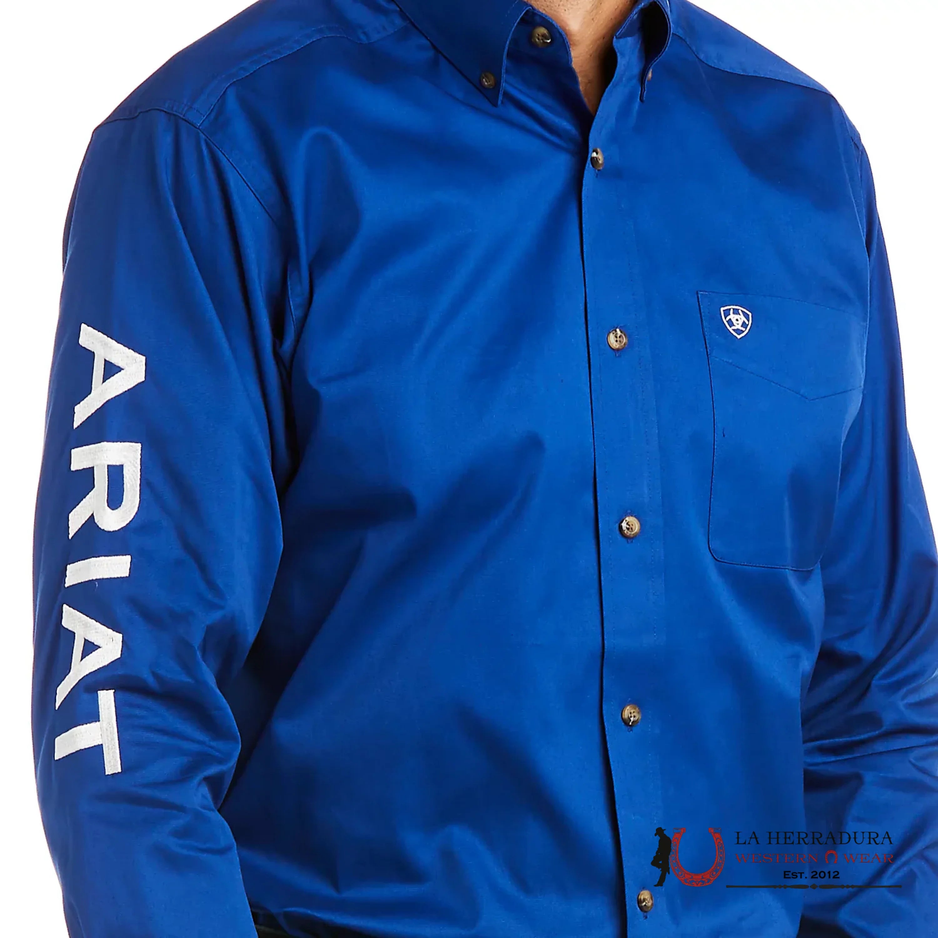 ARIAT MENS TEAM LOGO TWILL Classic Fit ULTRAMARINE WHITE LONG SLEEVE SHIRT 7498 ROPA HOMBRES