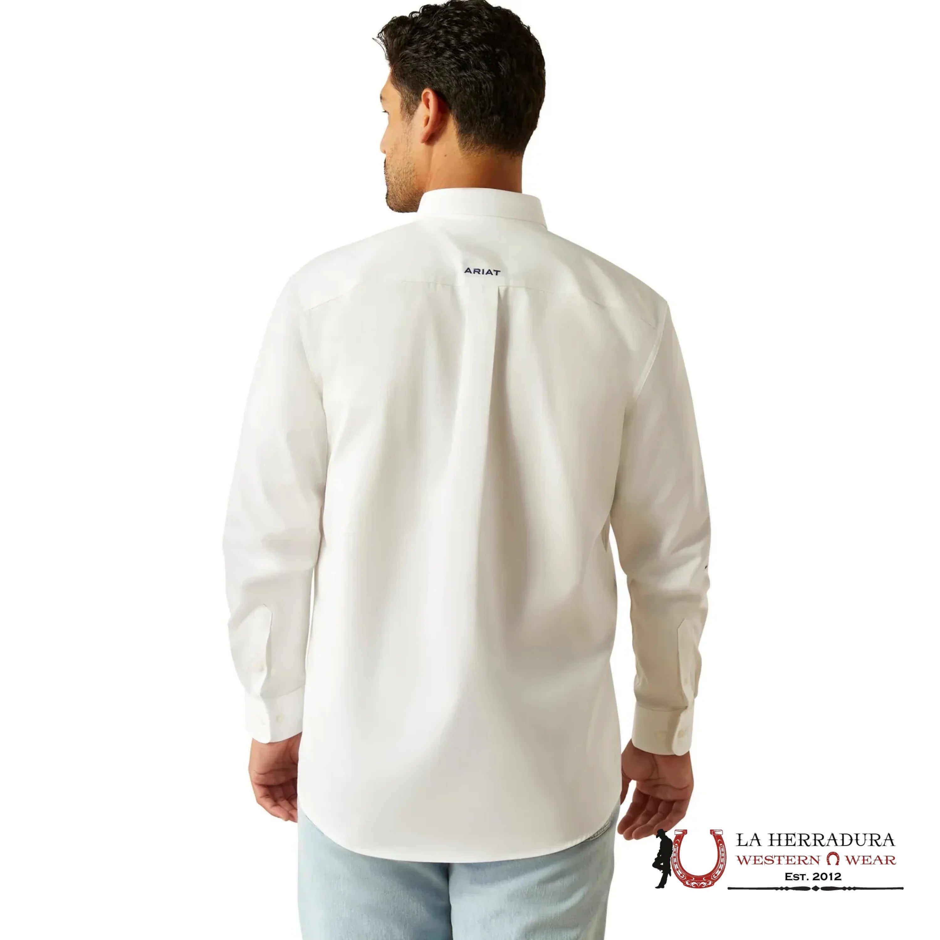 ARIAT MENS Team logo Twill White/Teal Shirt - 9132 ROPA HOMBRES