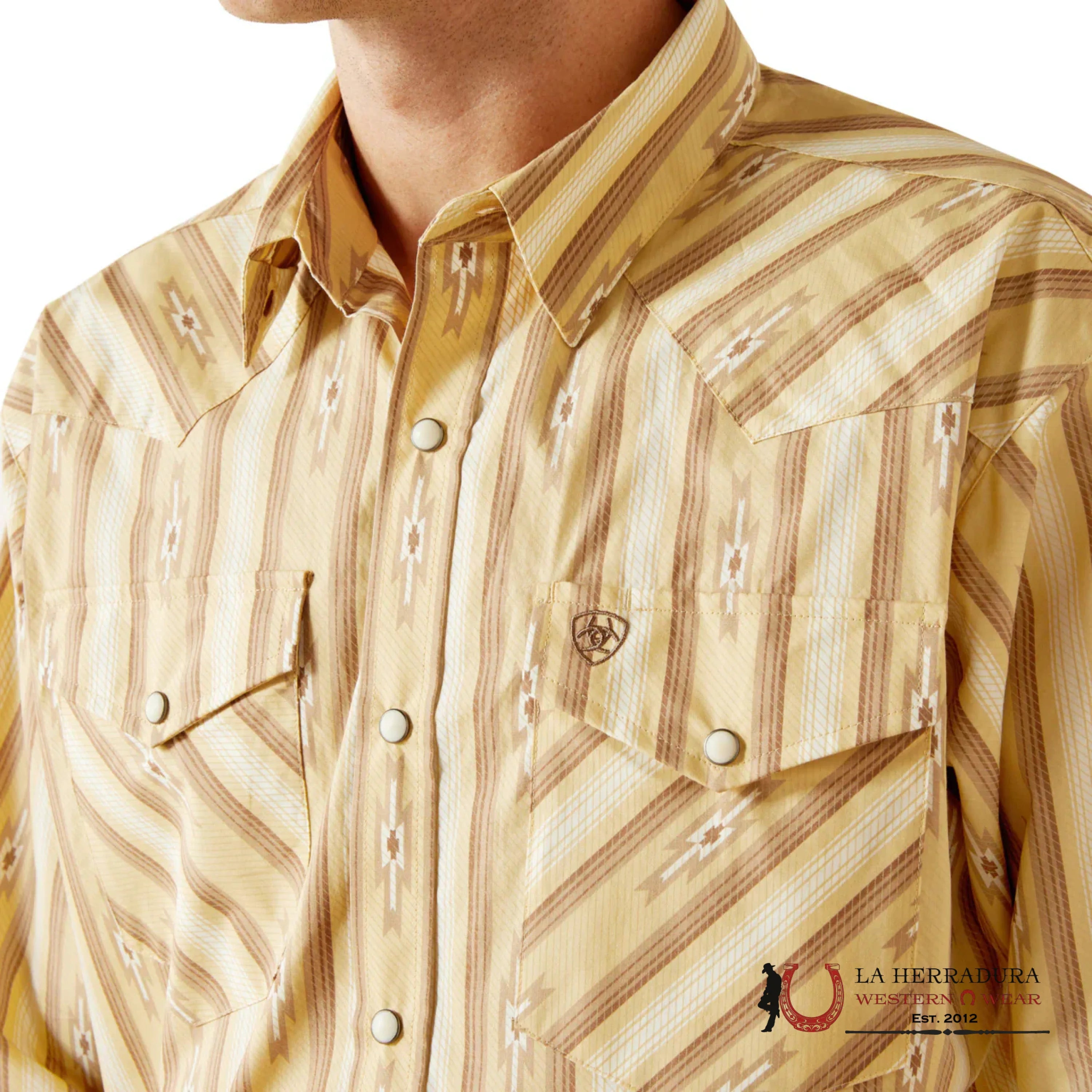 ARIAT MENS TEAM PORTLAND FITTED LS SHIRT BEIGE 10062188 ROPA HOMBRES