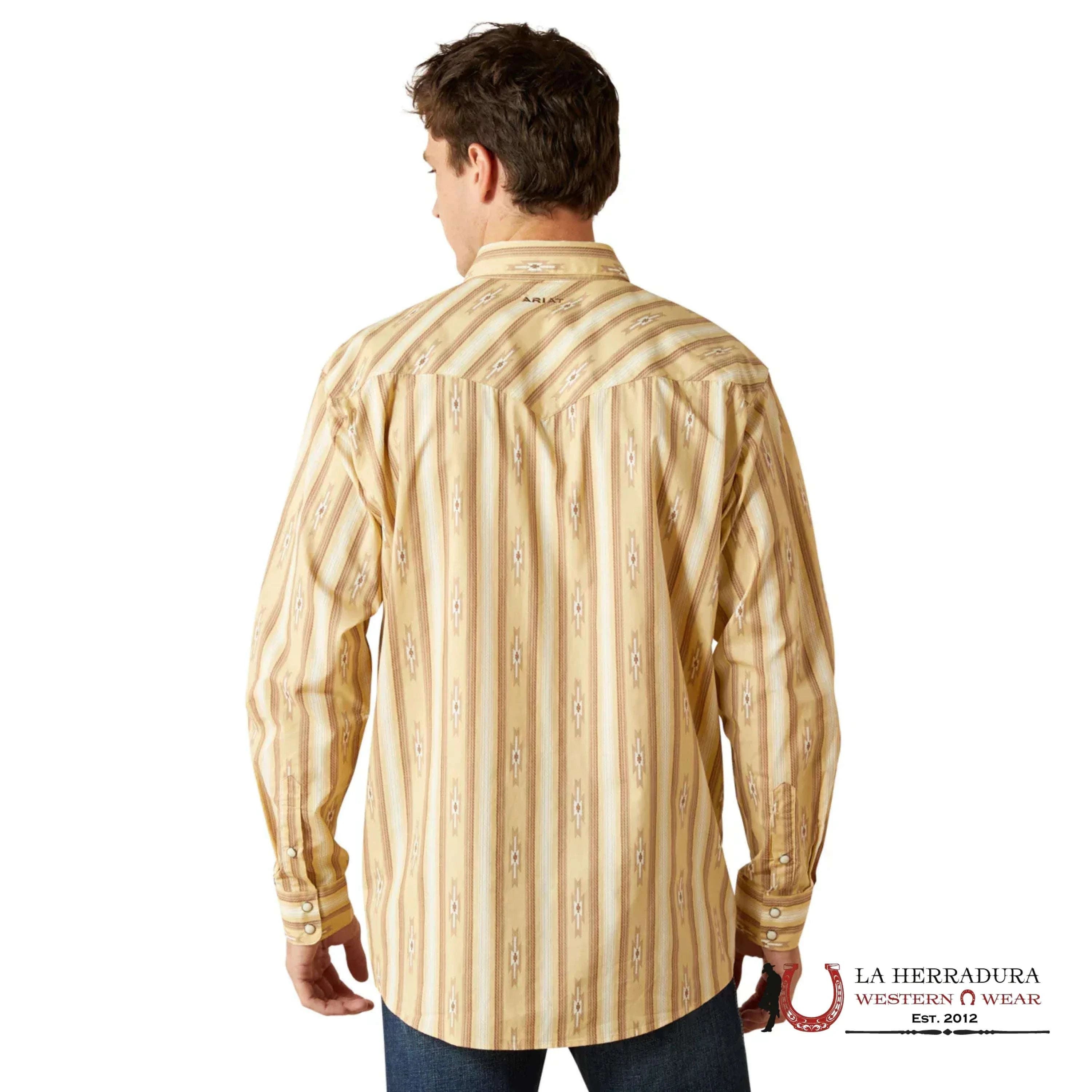 ARIAT MENS TEAM PORTLAND FITTED LS SHIRT BEIGE 10062188 ROPA HOMBRES
