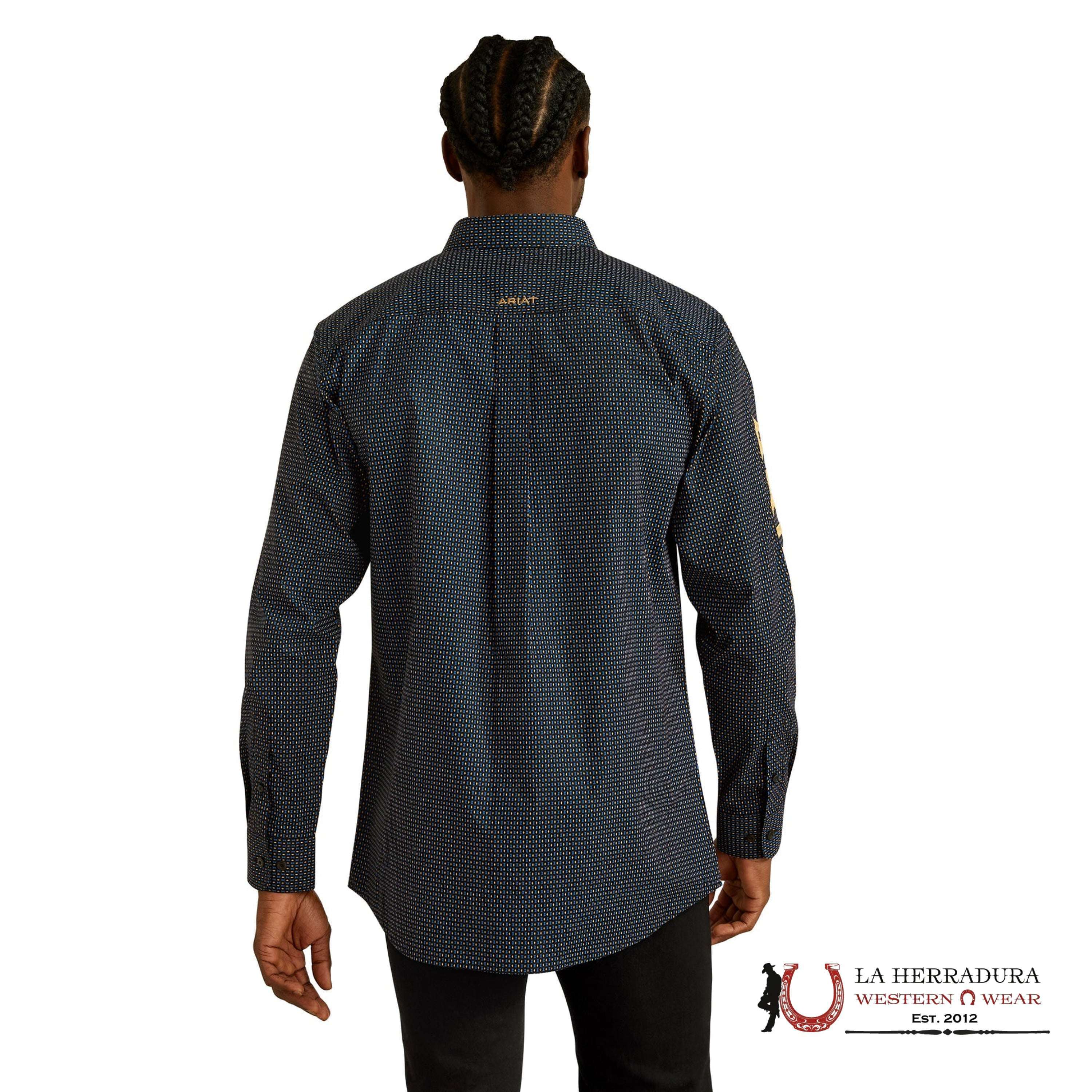 ARIAT MENS TEAM PORTLAND FITTED LS SHIRT BLACK GOLD 10062254 ROPA HOMBRES