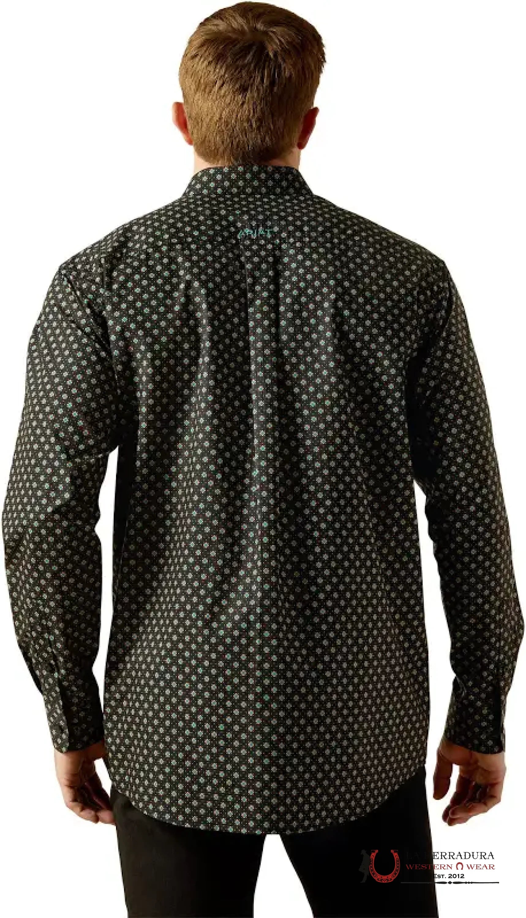 ARIAT MENS TEAM PORTLAND FITTED LS SHIRT BLACK/TEAL 10062253 ROPA HOMBRES