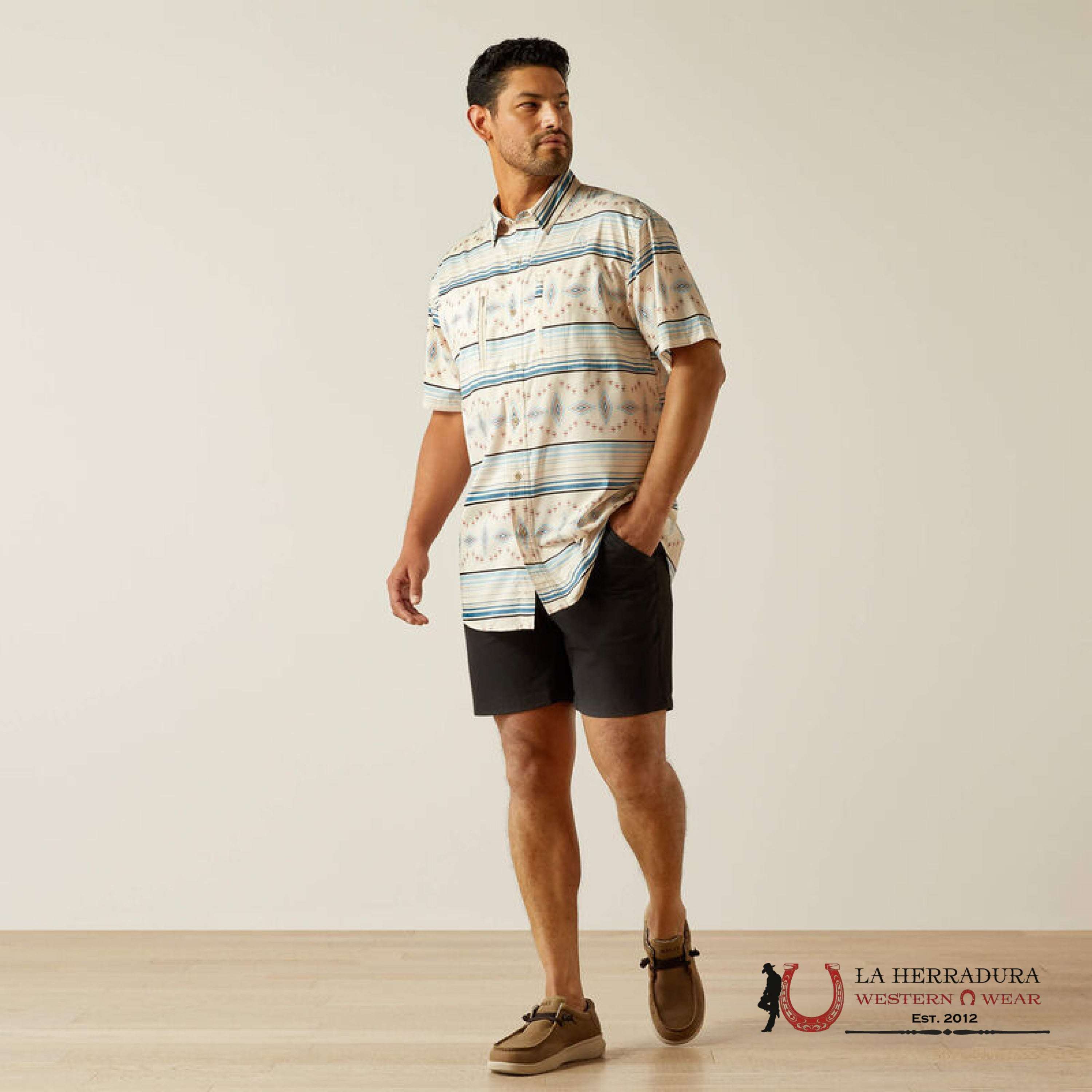 ARIAT MENS Venttek Moonbeam Biege With Aztec Print Shirt - 8810 ROPA HOMBRES