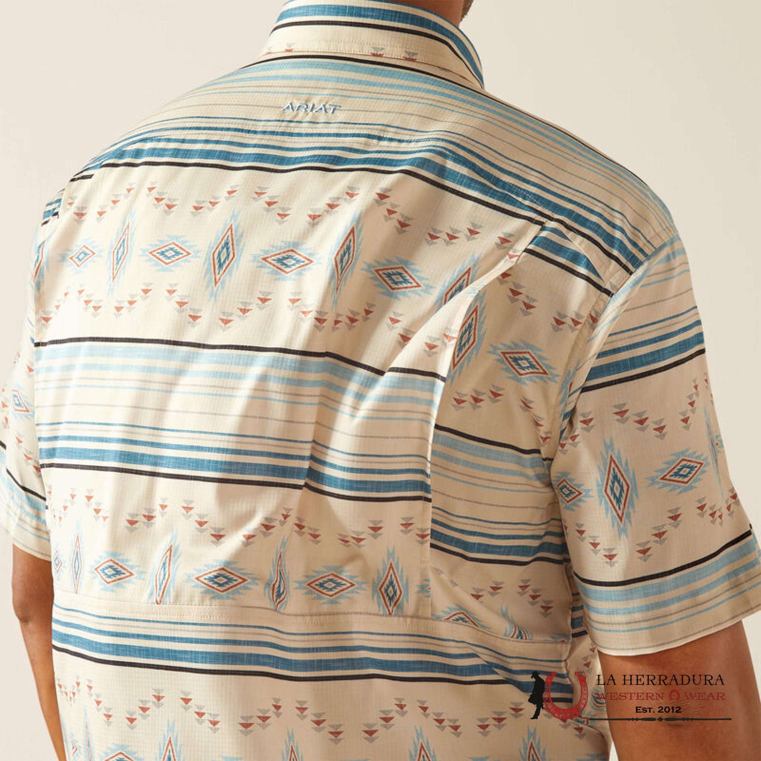 ARIAT MENS Venttek Moonbeam Biege With Aztec Print Shirt - 8810 ROPA HOMBRES