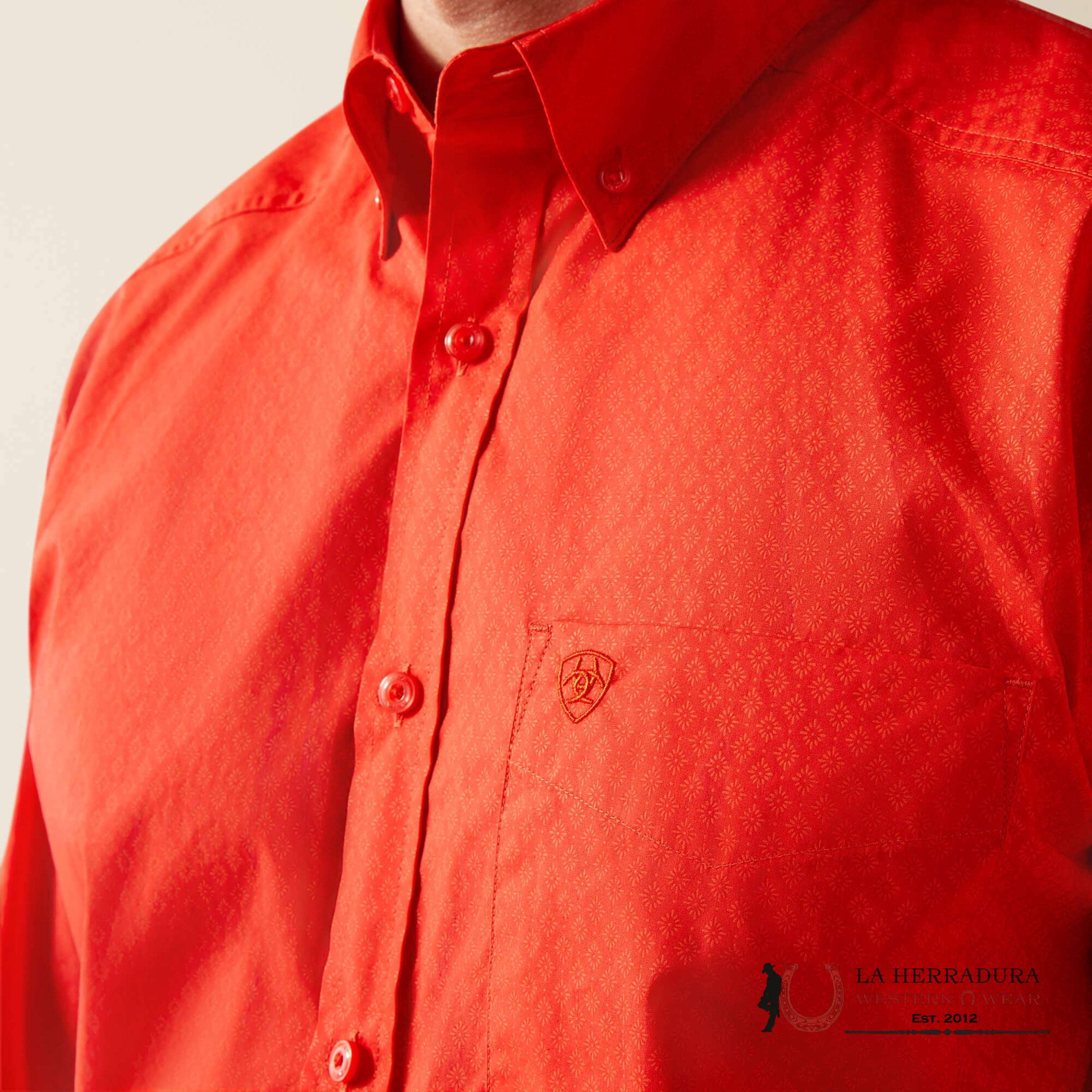 ARIAT MENS Waylen Red Long Sleeve Shirt - 8812 ROPA HOMBRES