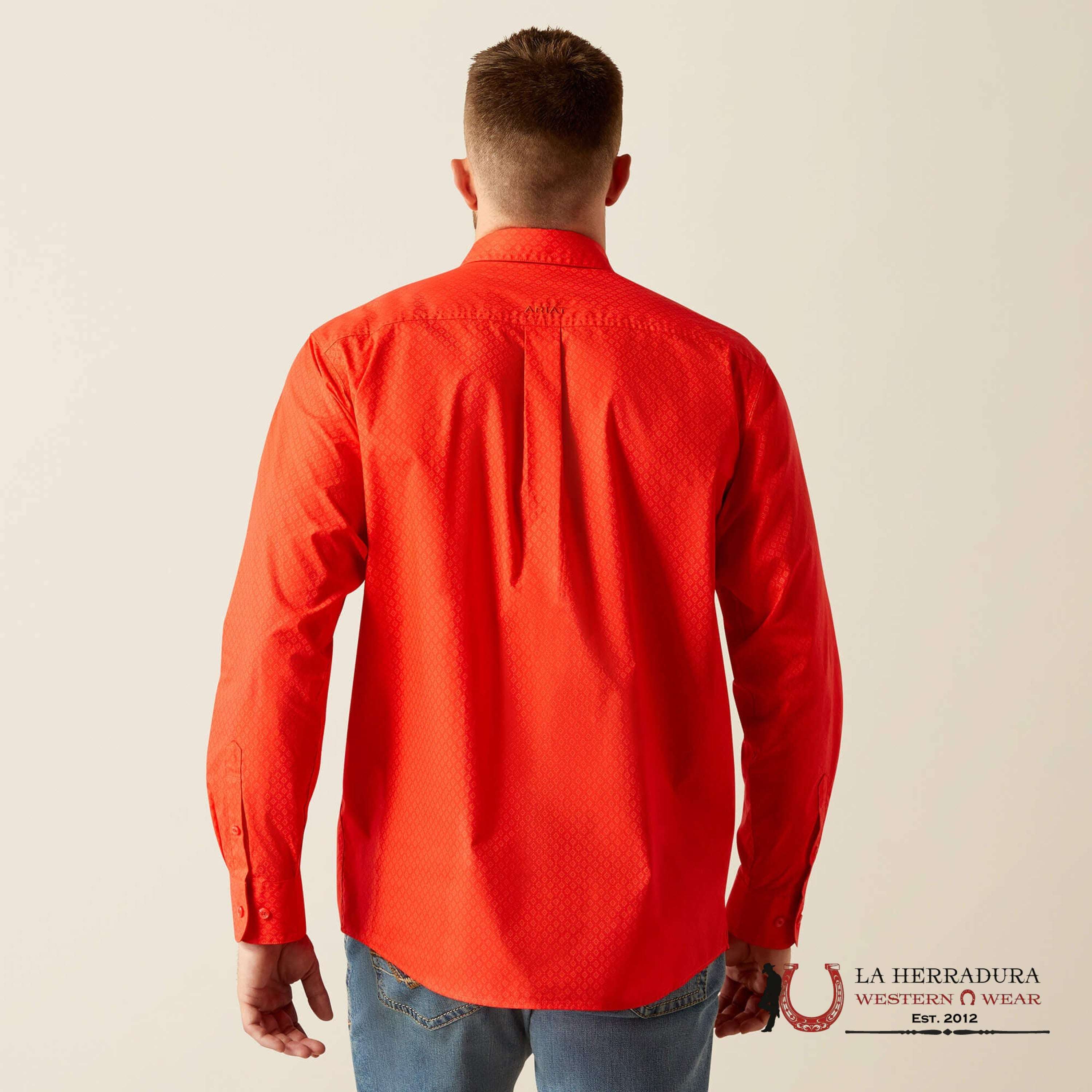 ARIAT MENS Waylen Red Long Sleeve Shirt - 8812 ROPA HOMBRES