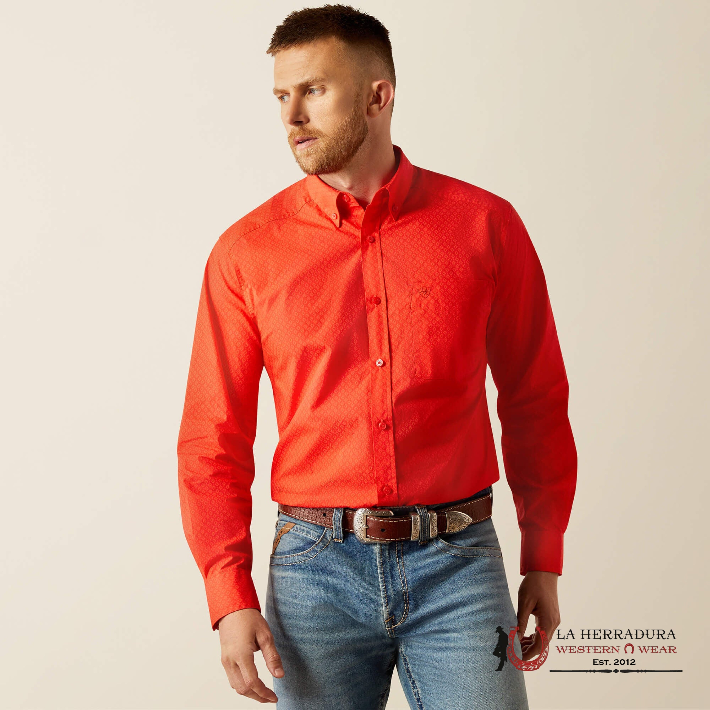 ARIAT MENS Waylen Red Long Sleeve Shirt - 8812 ROPA HOMBRES