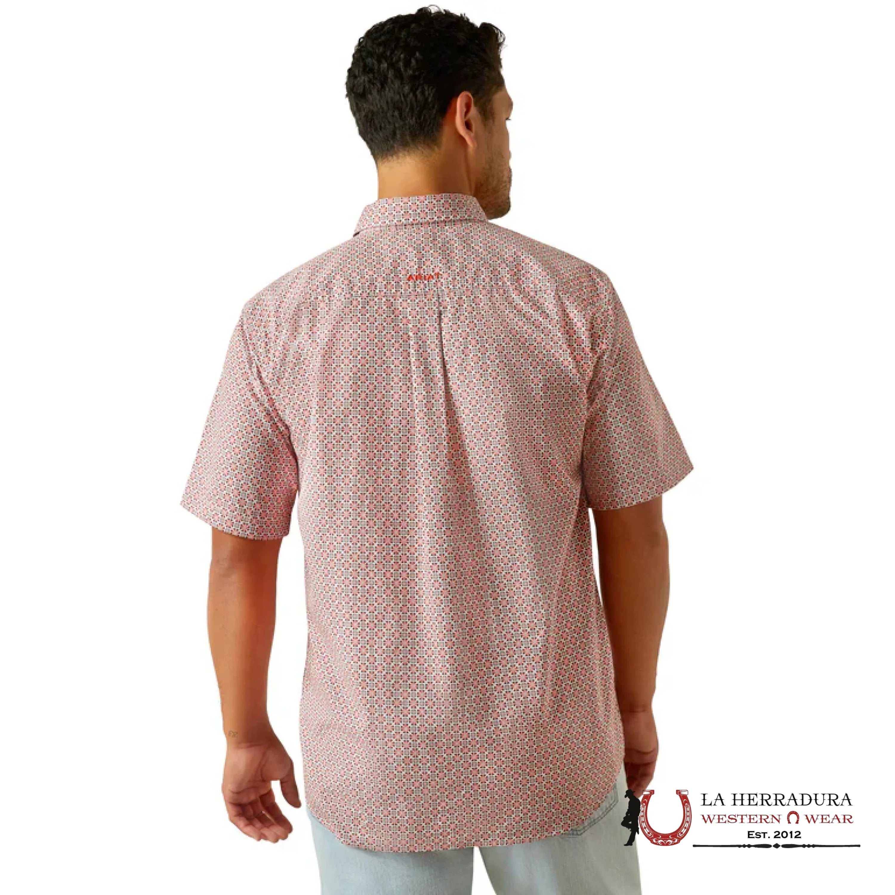 ARIAT MENS Welch Red Short Sleeve With Western Print - 8749 ROPA HOMBRES