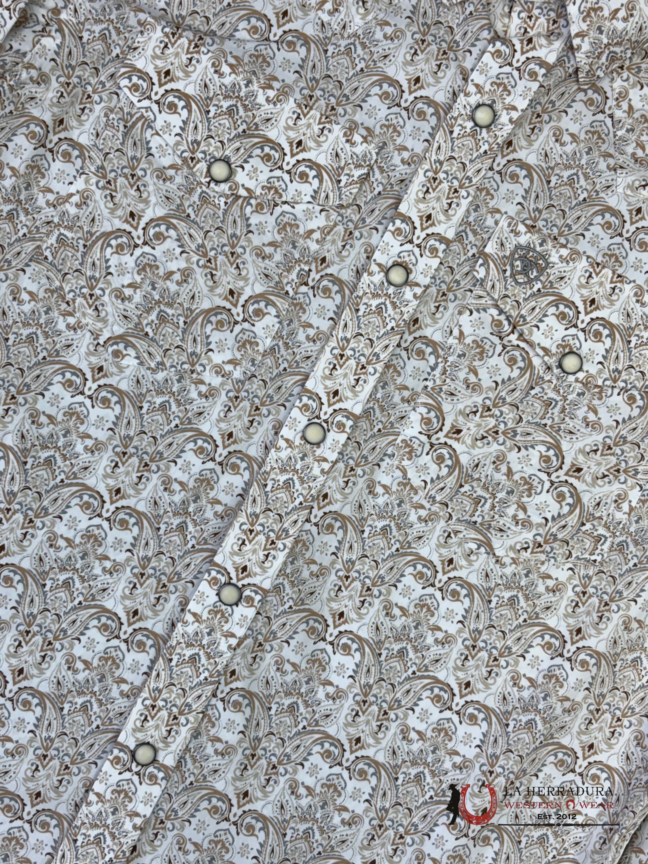 ARIAT MENS Wellington Khaki Light Brown Long Sleeve With Floral Print Shirt - 8758 ROPA HOMBRES