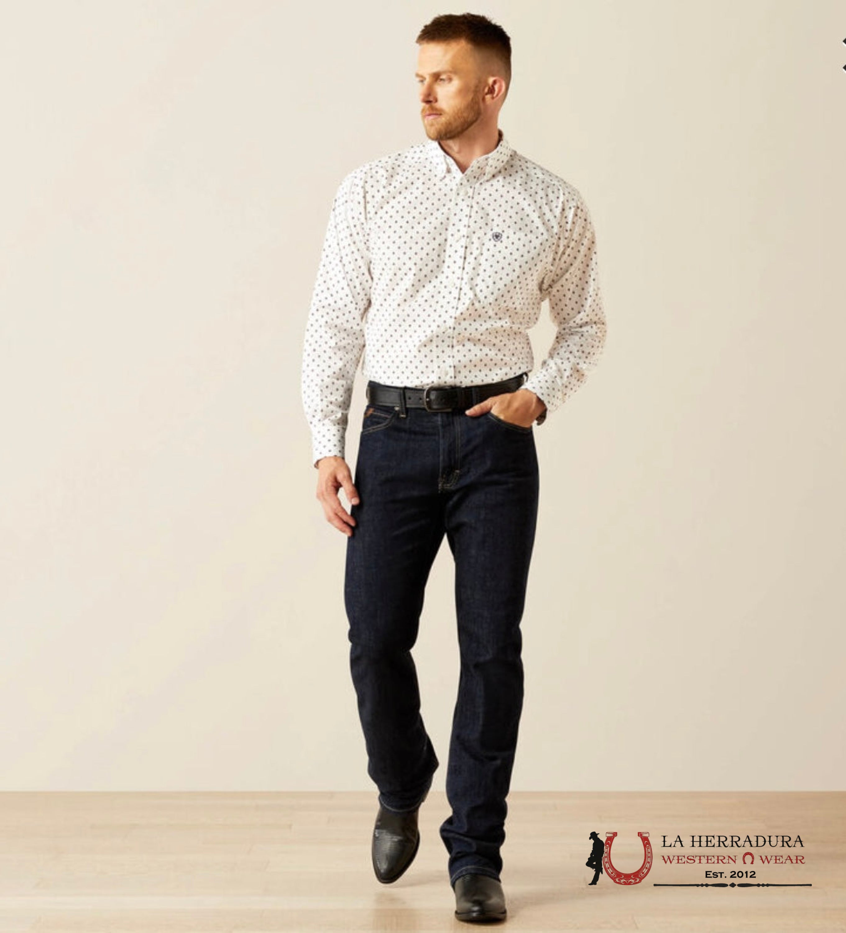 ARIAT MENS WF ROSS LS SHIRT WHITE 10058949 ROPA HOMBRES