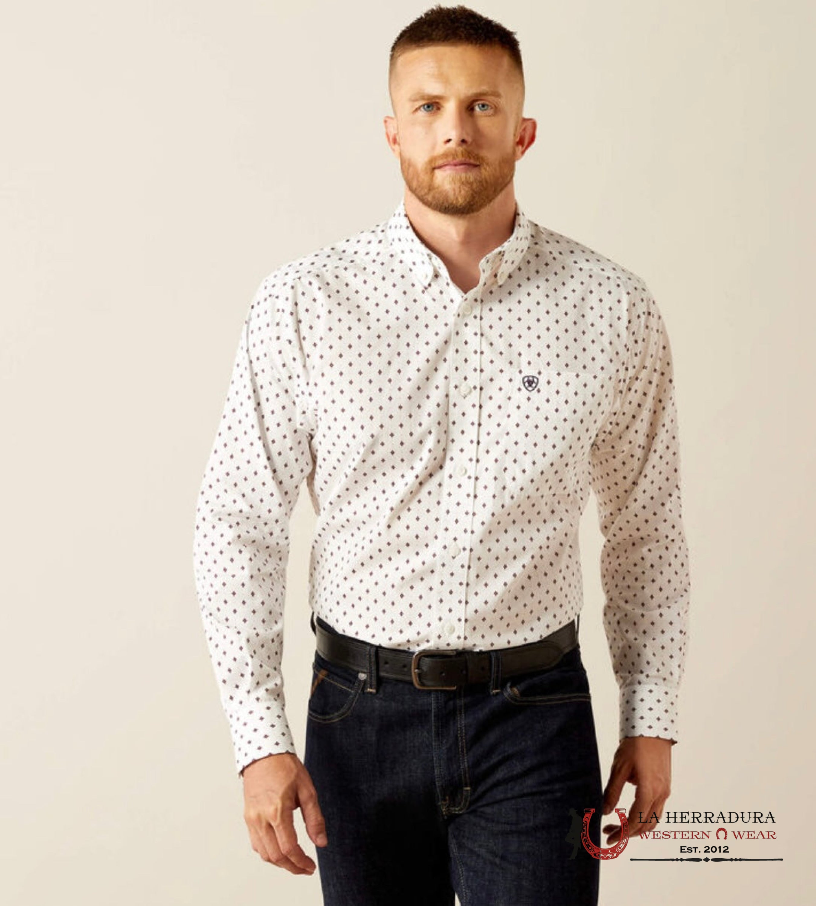 ARIAT MENS WF ROSS LS SHIRT WHITE 10058949 ROPA HOMBRES