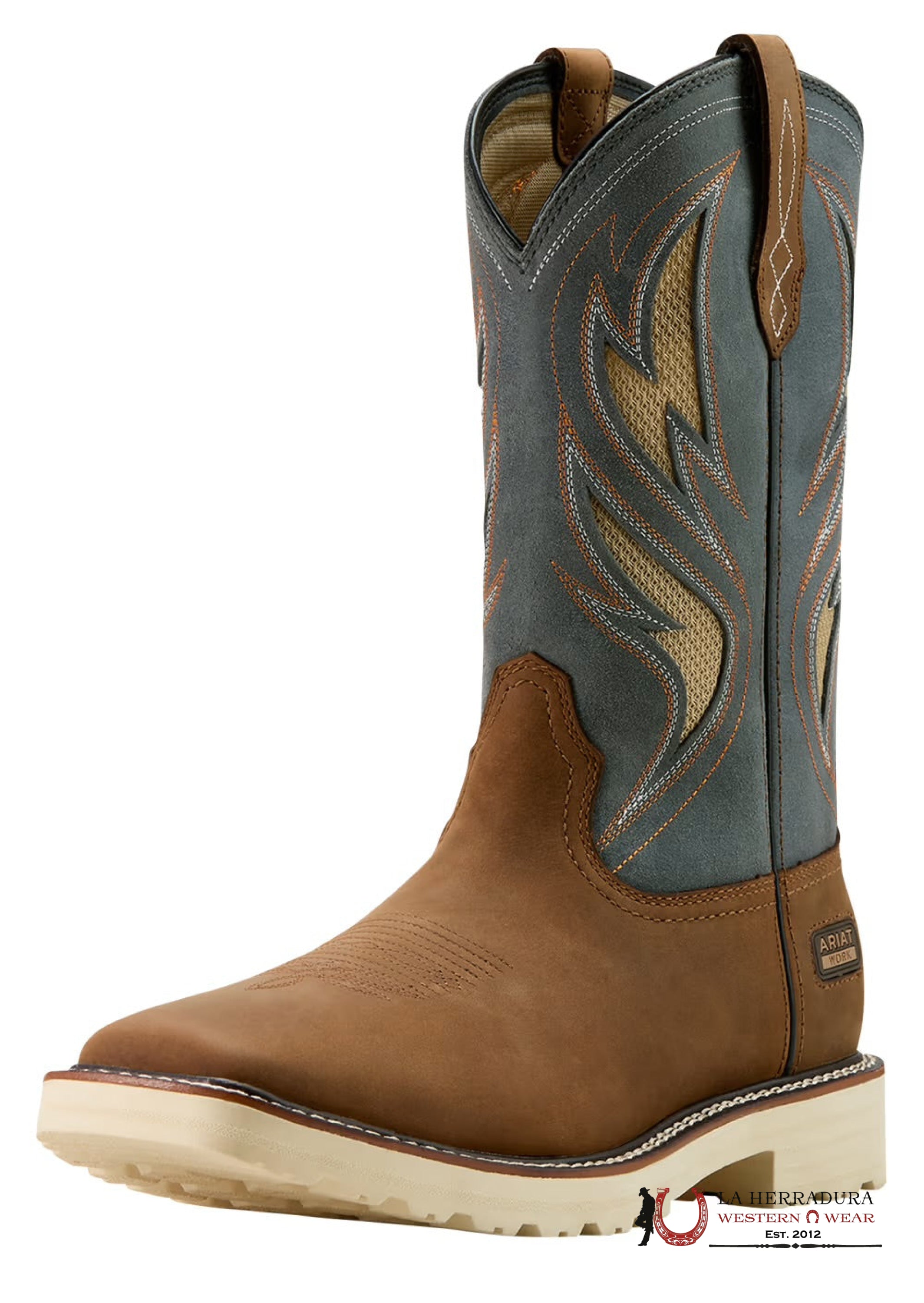 ARIAT MENS WORK BOOTS ALAMO BROWN STONE GREY STEEL TOE SQUARE TOE