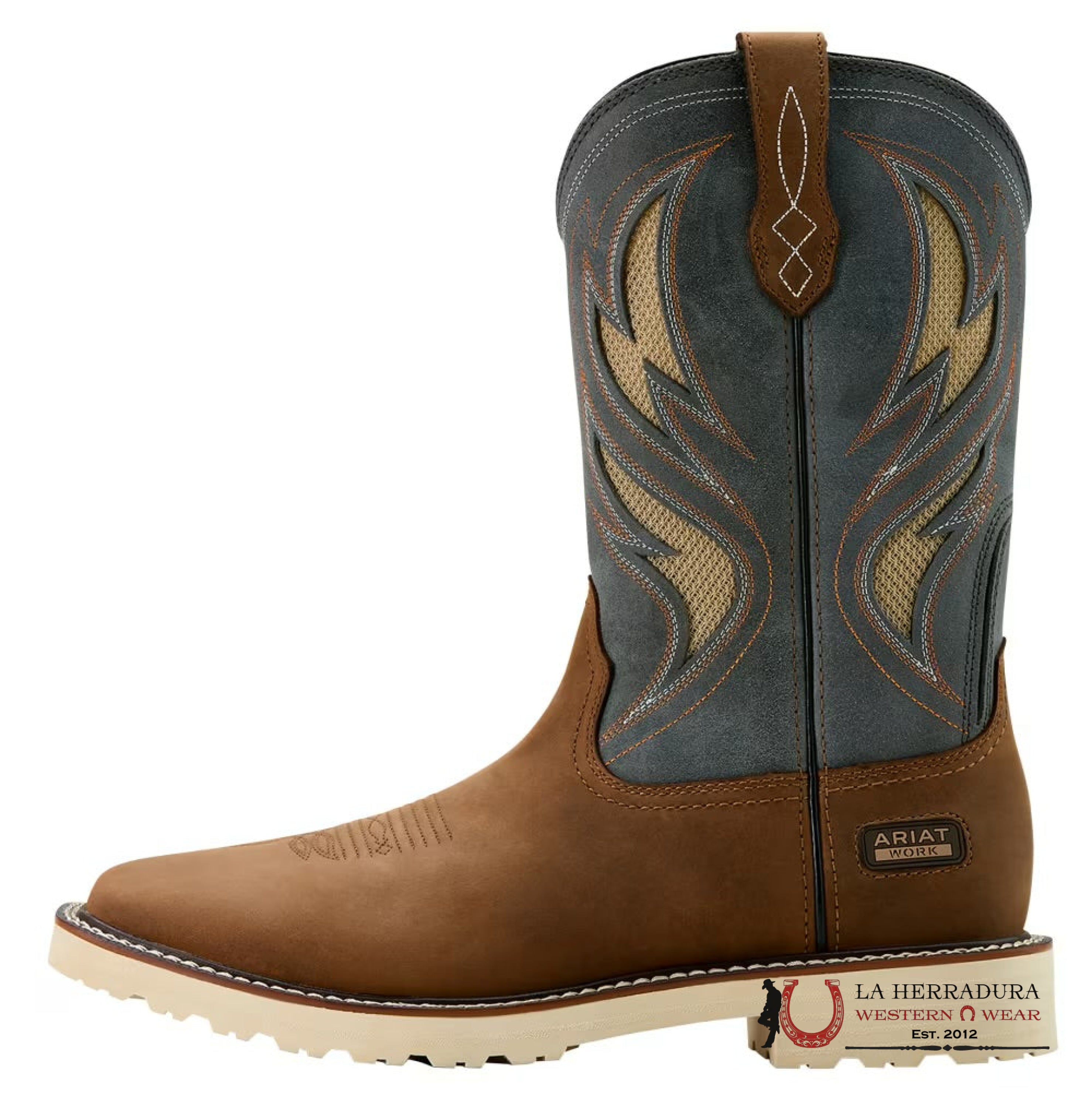 ARIAT MENS WORK BOOTS ALAMO BROWN STONE GREY STEEL TOE SQUARE TOE