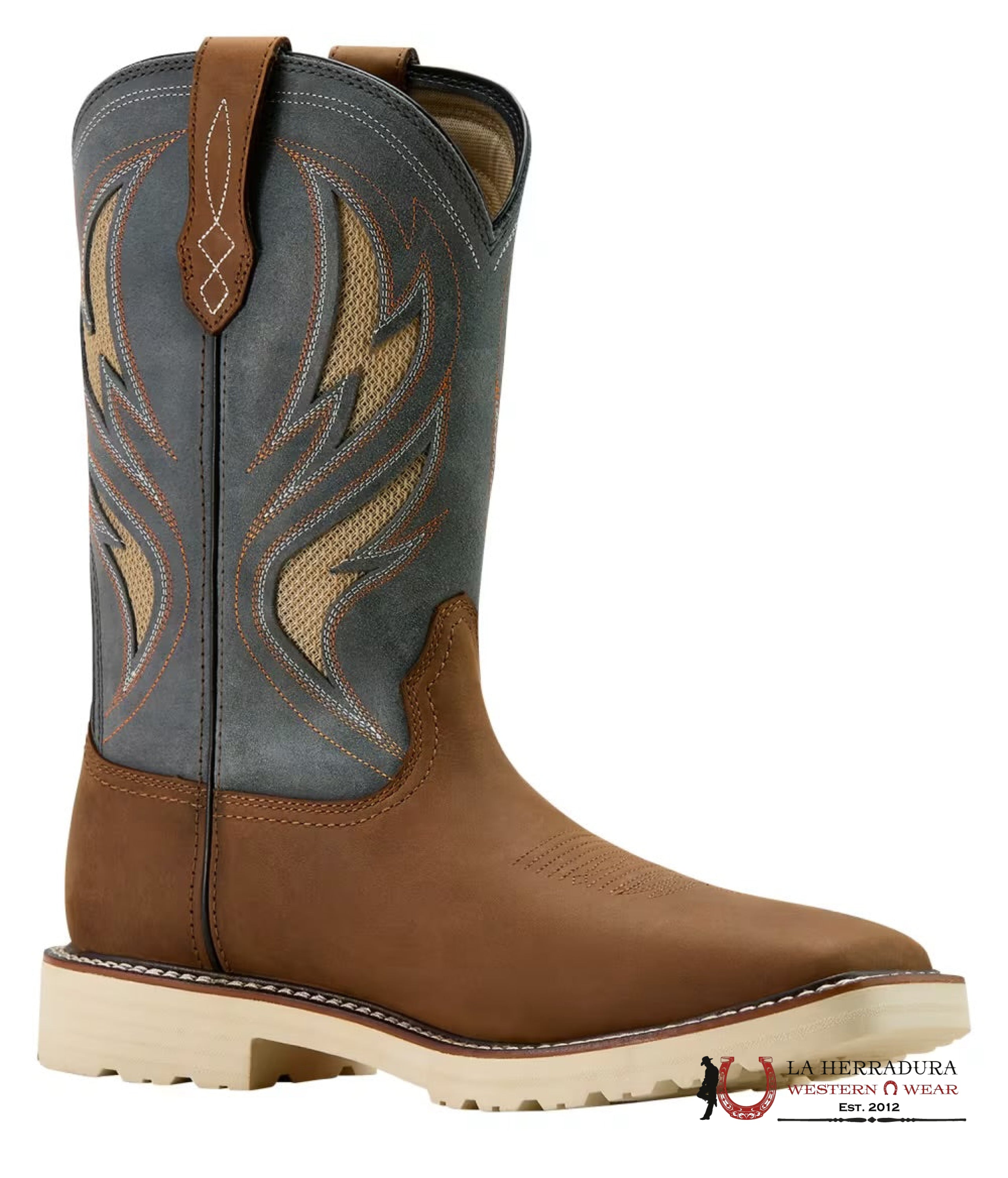 ARIAT MENS WORK BOOTS ALAMO BROWN STONE GREY STEEL TOE SQUARE TOE