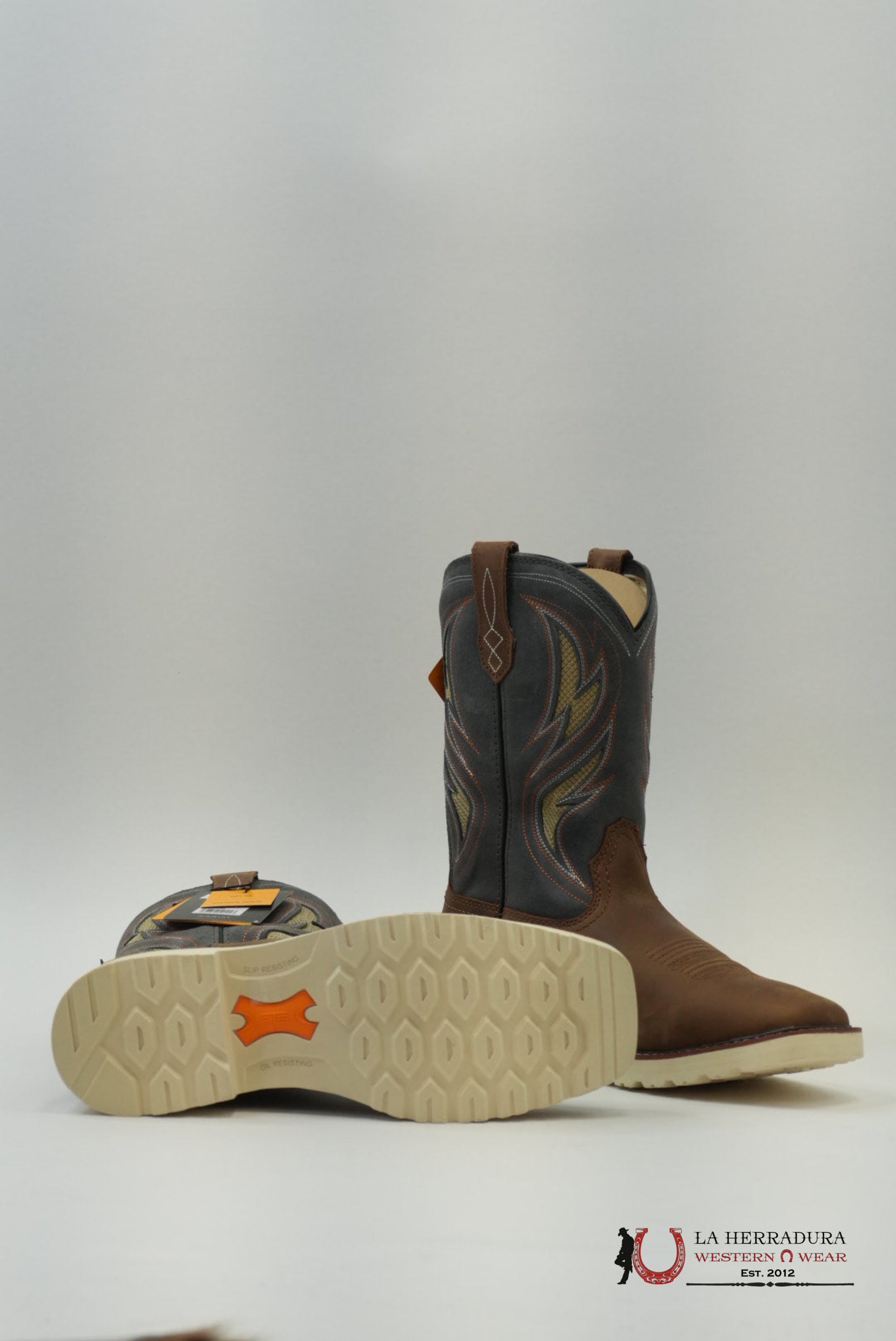 ARIAT MENS WORK BOOTS ALAMO BROWN STONE GREY SQUARE TOE