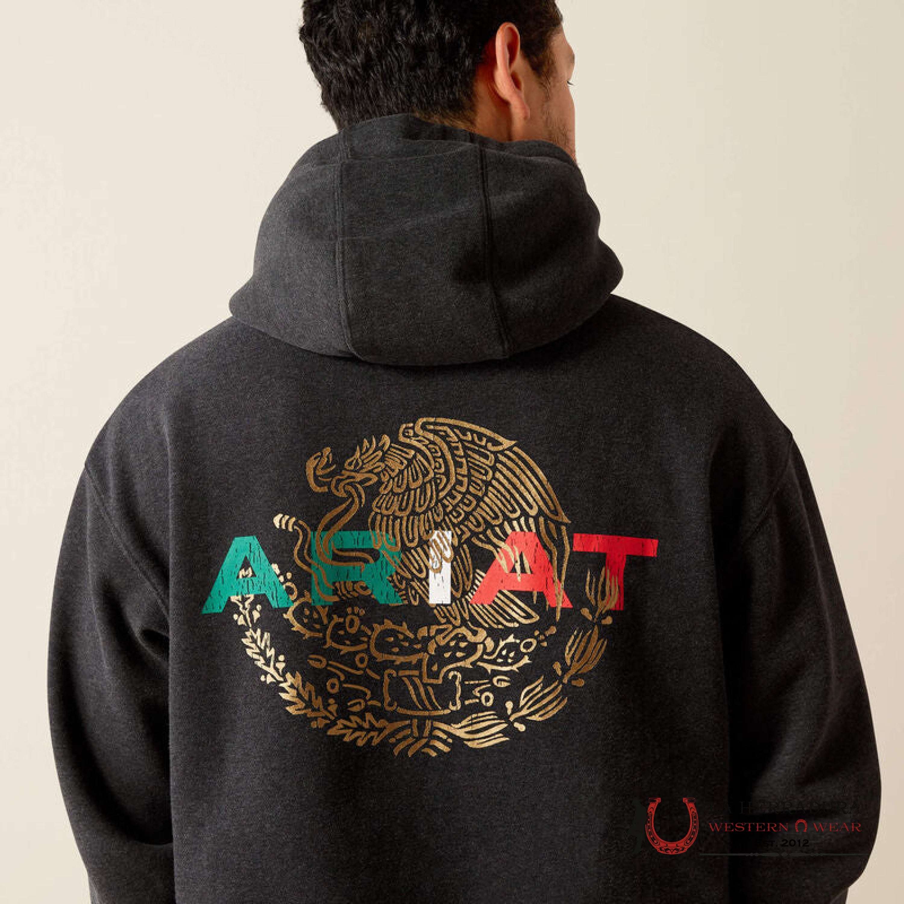 Ariat Mexico Flag Lockup Hood Black Heather - 1998 Ropa Hombres