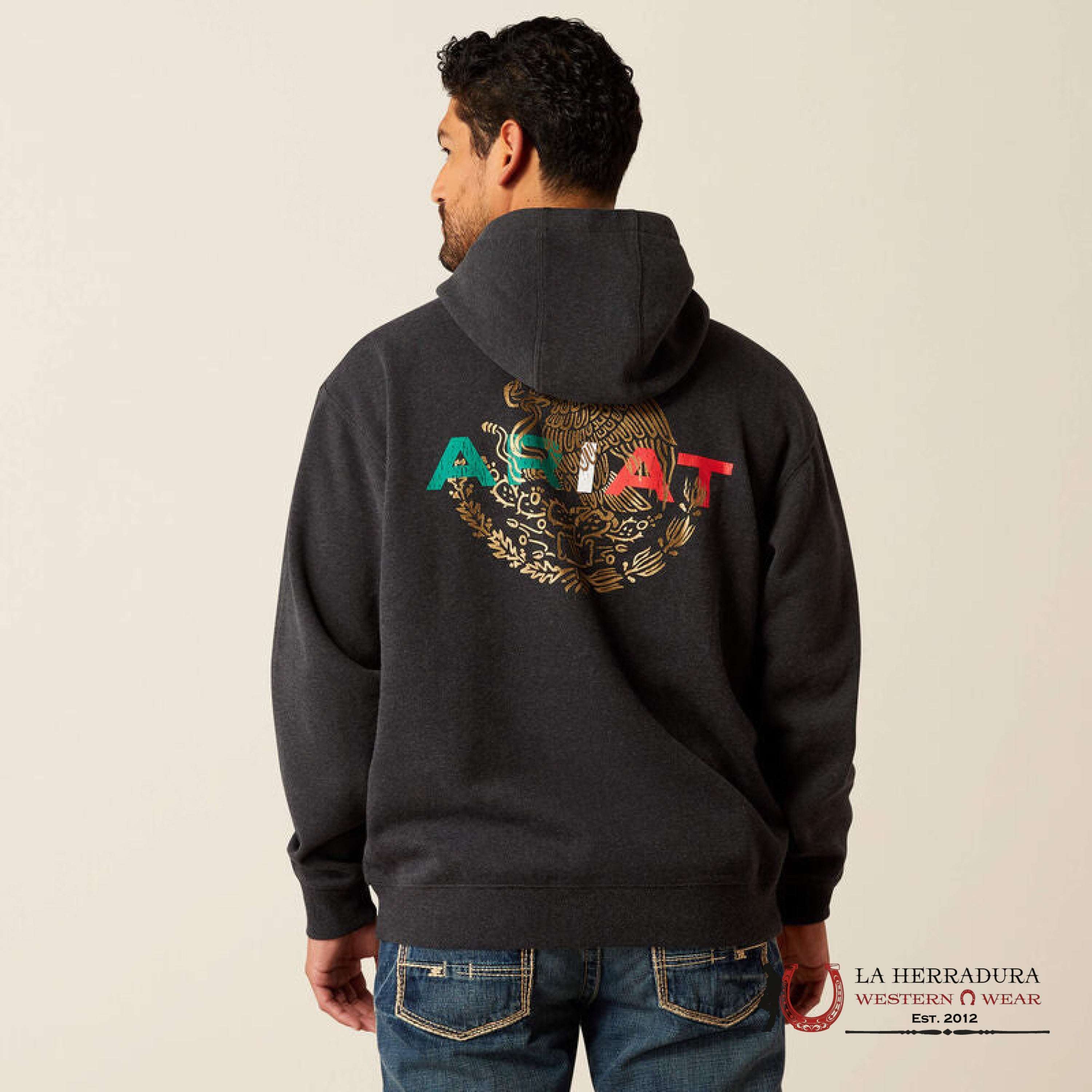 Ariat Mexico Flag Lockup Hood Black Heather - 1998 Ropa Hombres