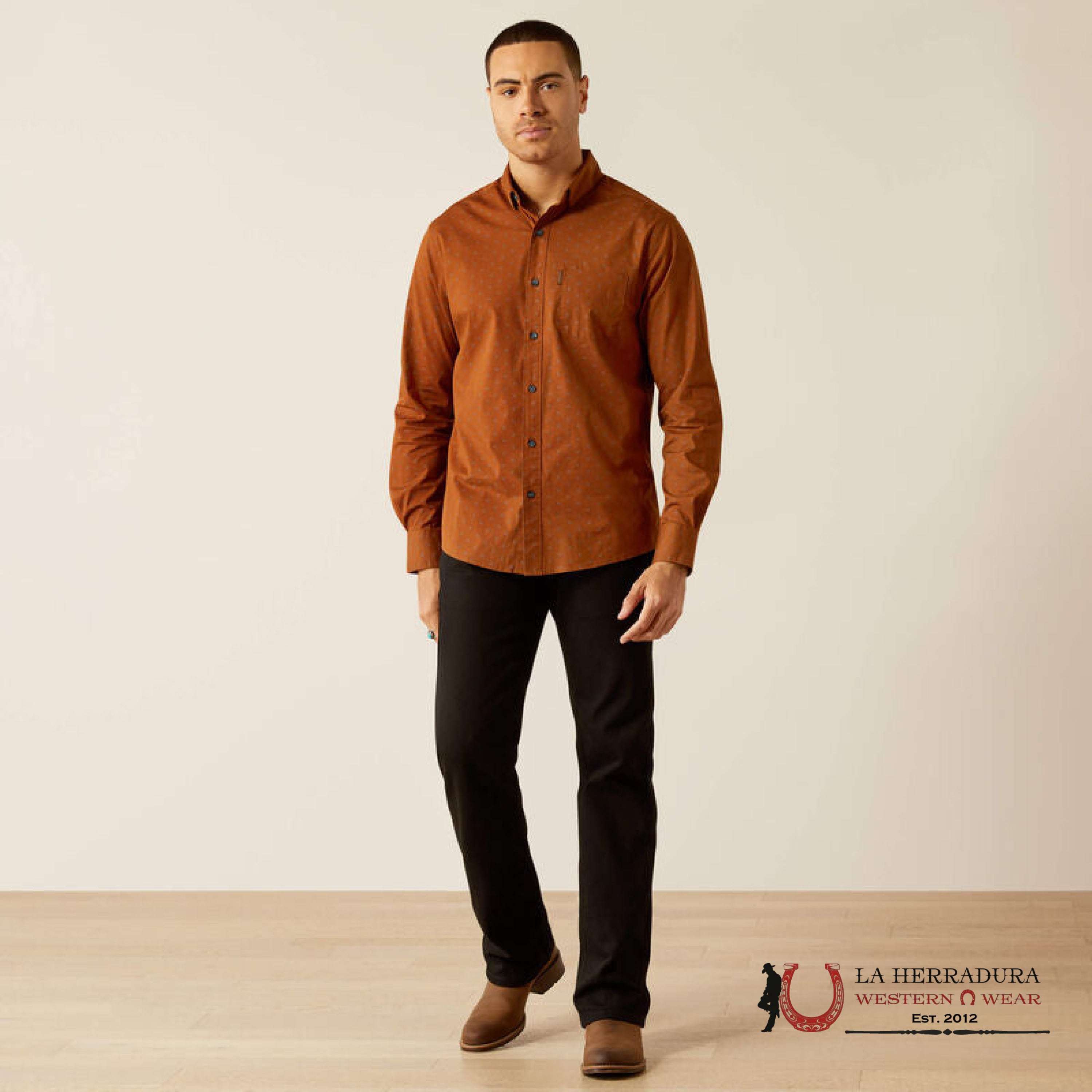 Ariat Mickey Modern Fit Long Sleeve Shirt Brown - 4062 Ropa Hombres