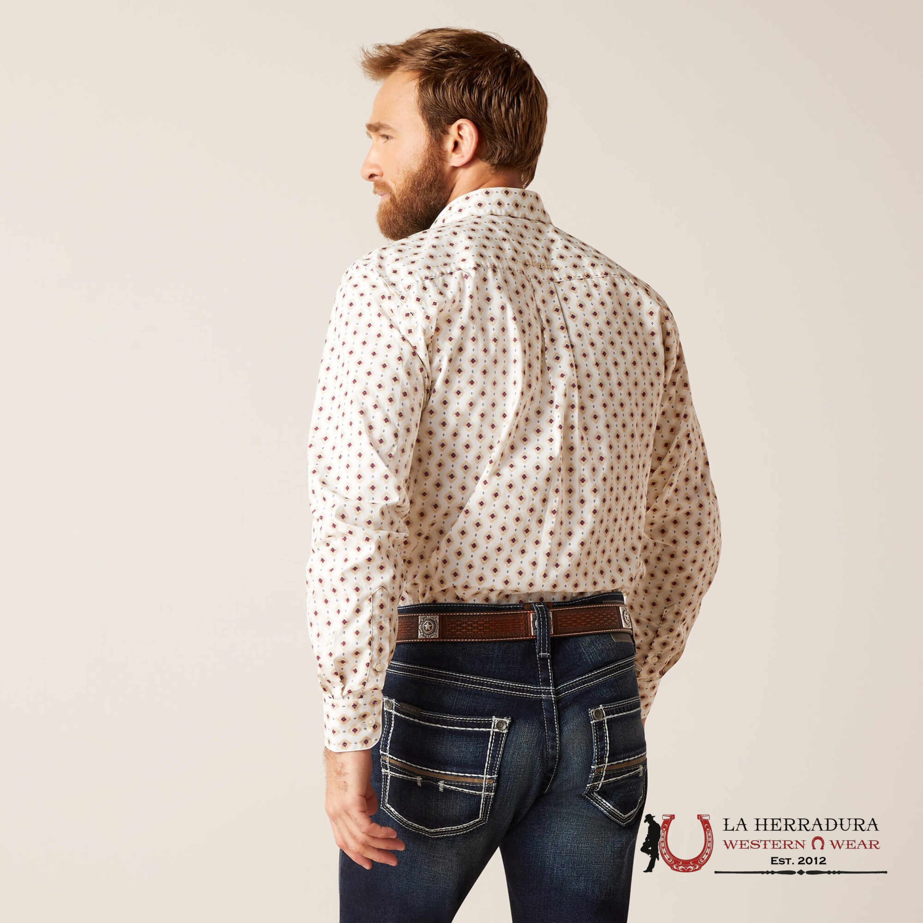 Ariat Naten Fitted Long Sleeve Shirt White - 7374 Ropa Hombres