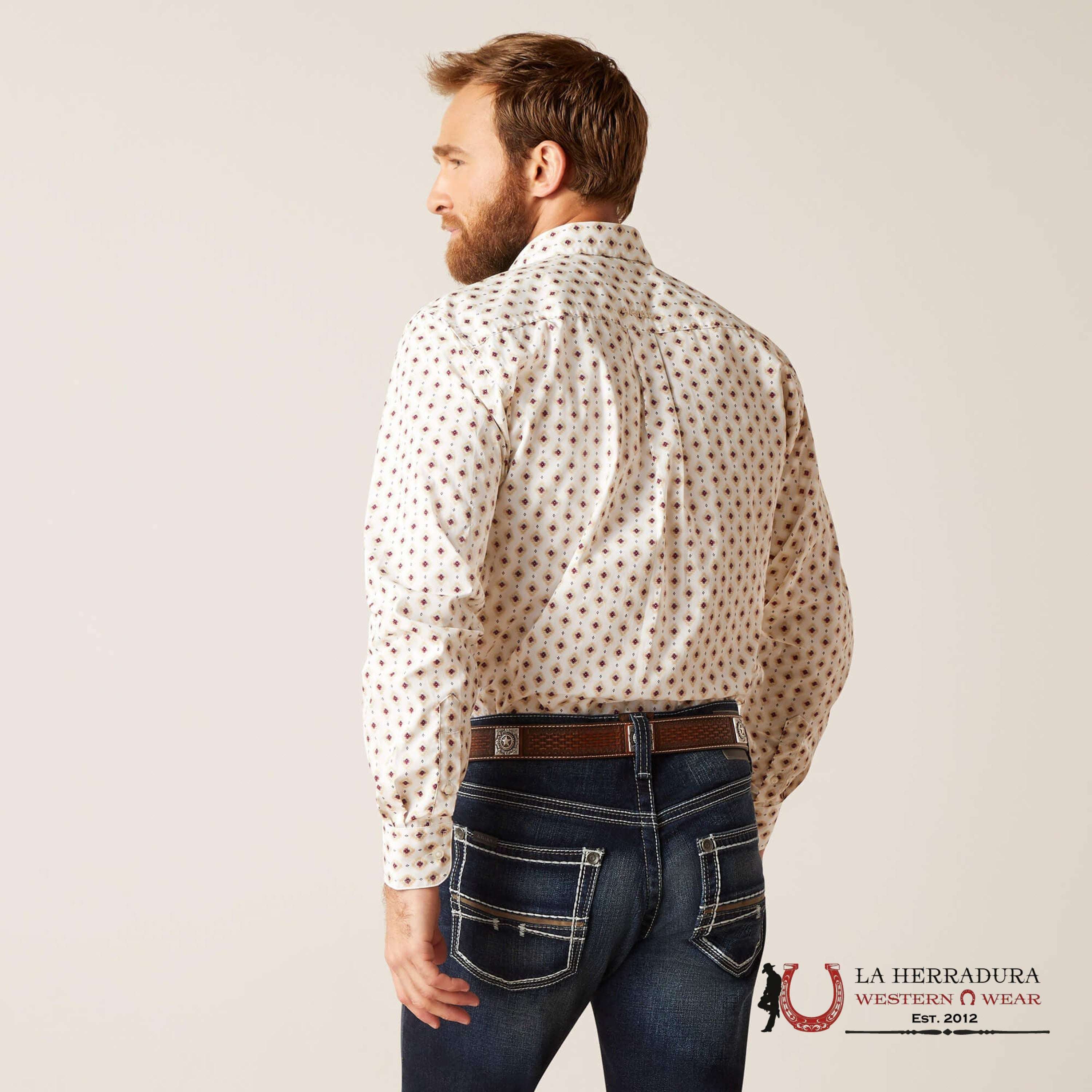 Ariat Naten Fitted Long Sleeve Shirt White - 7374 Ropa Hombres