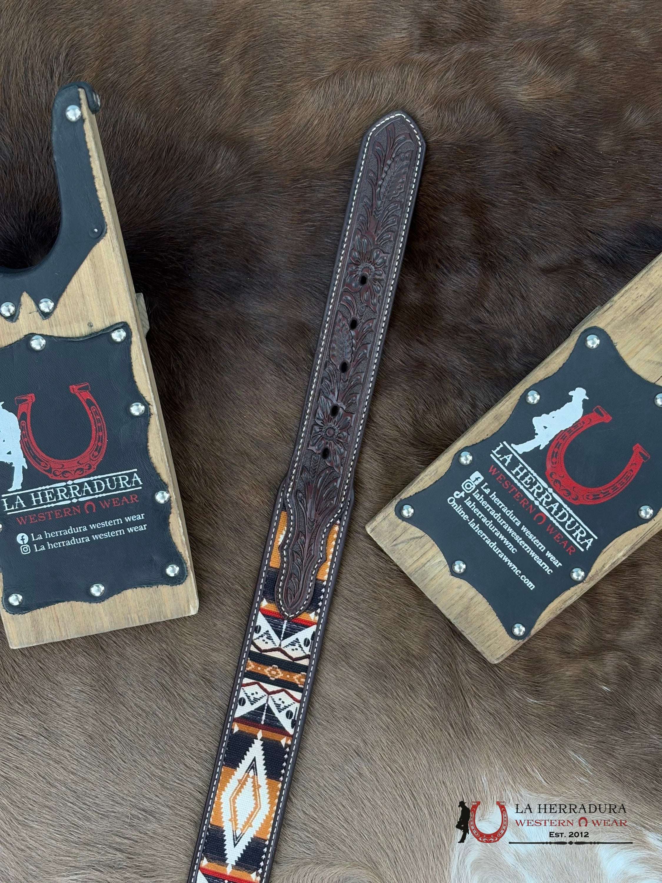 Ariat Orange/Tan Aztec Belt Cinturones Hombres