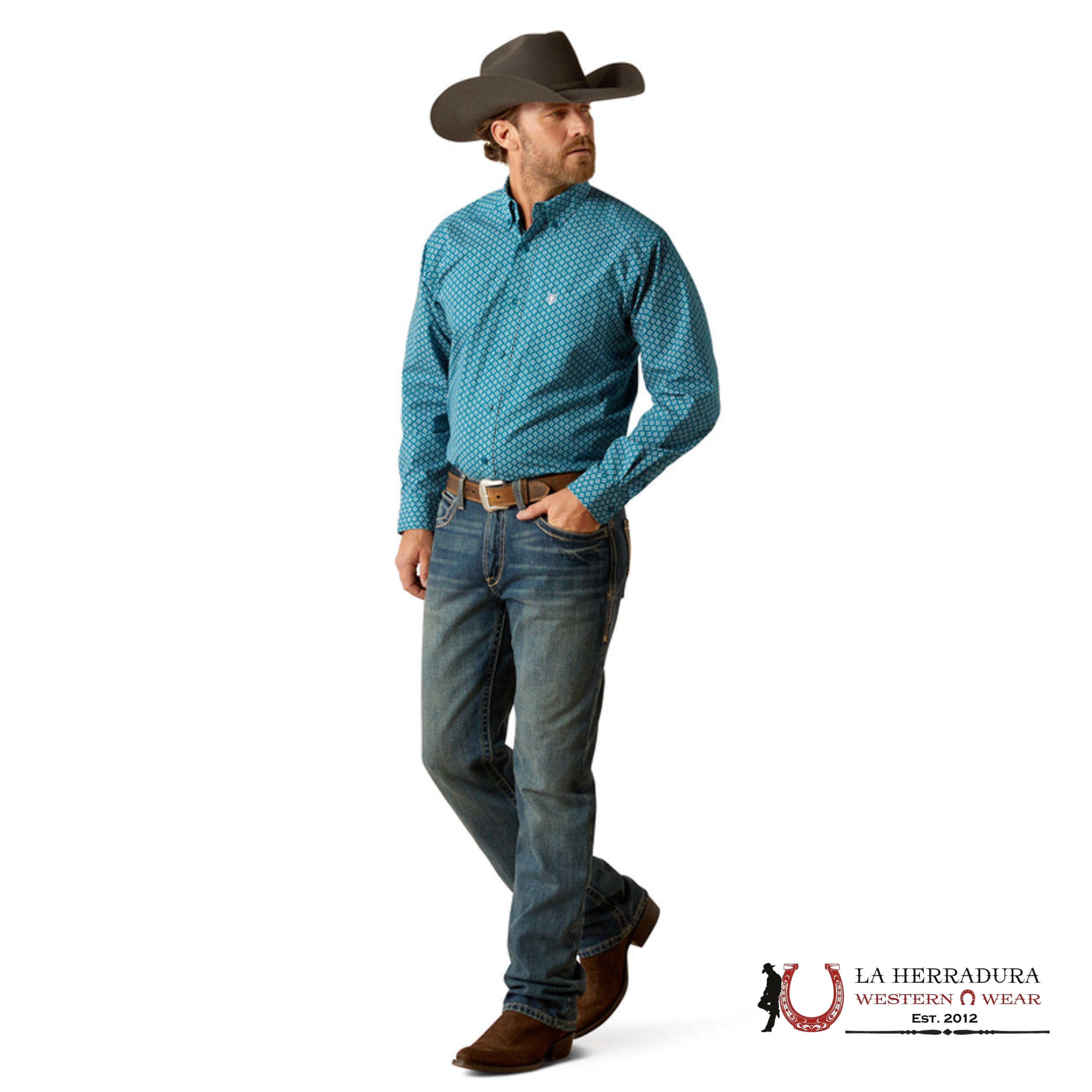 Ariat Petey Long Sleeve Shirt Dark Teal - 3923 Ropa Hombres