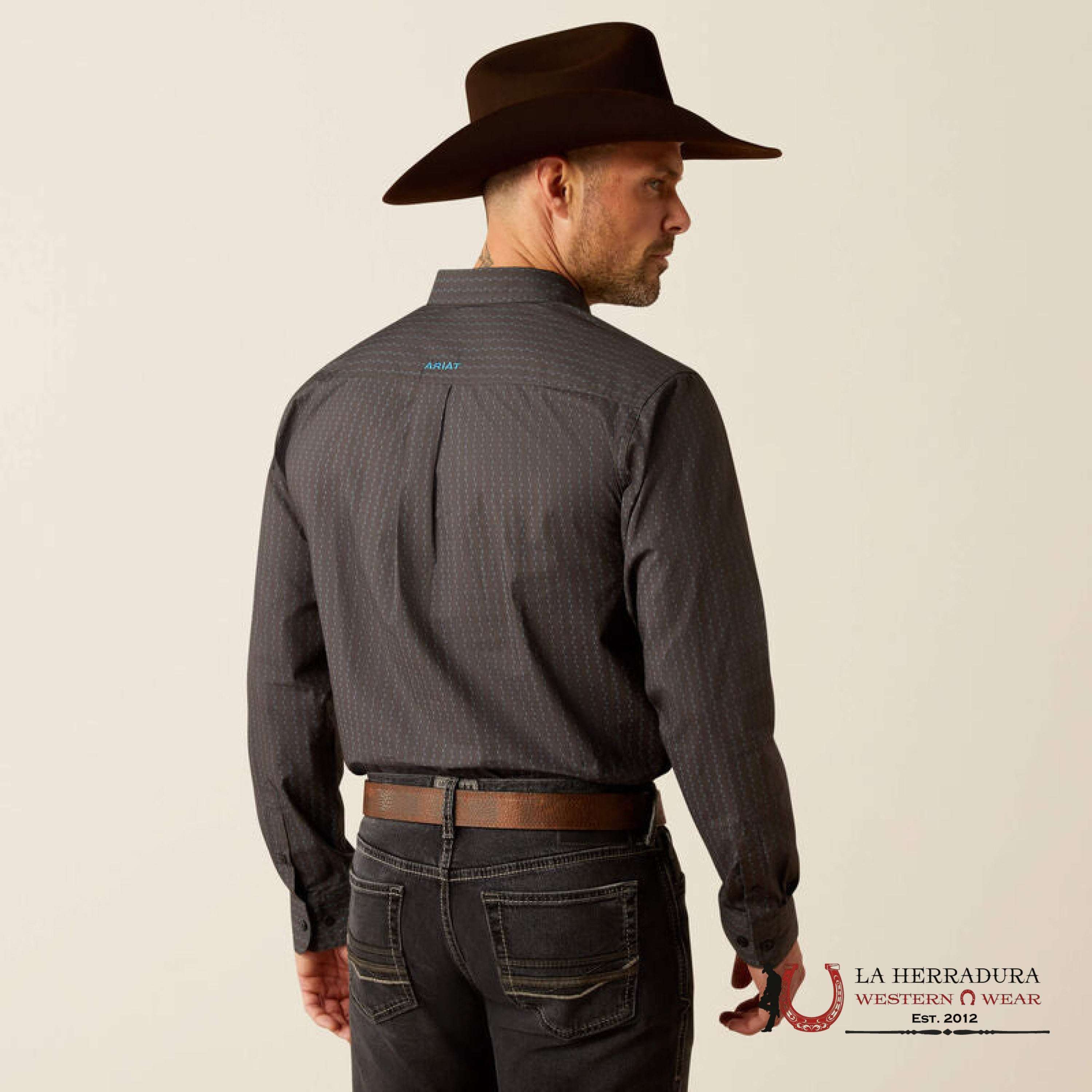Ariat Pompey Fitted Black Long Sleeve Shirt - 3917 Ropa Hombres