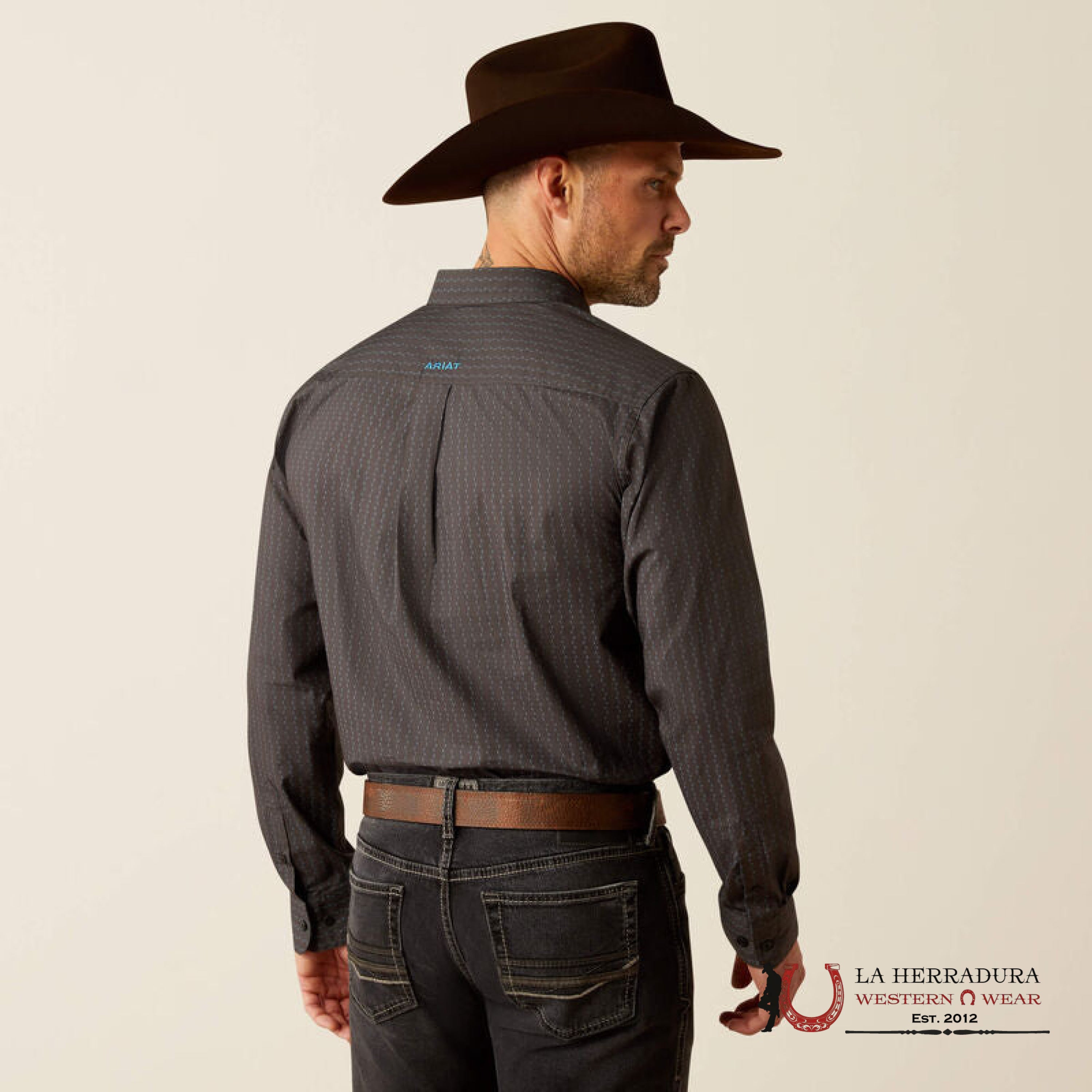 Ariat Pompey Fitted Black Long Sleeve Shirt - 3917 Ropa Hombres