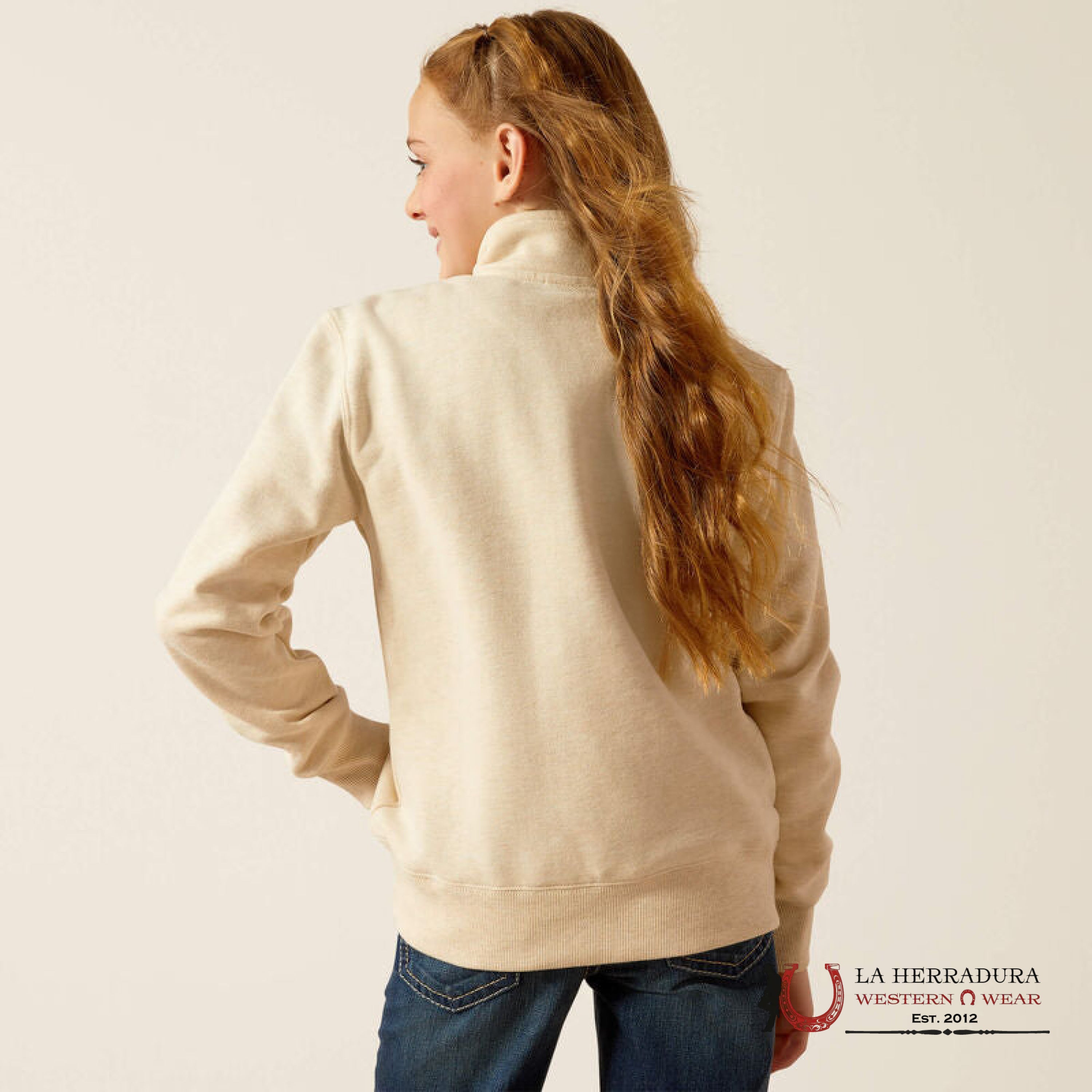 Ariat Posture 1/2 Zip Sweatshirt Oatmeal Heather - 2653 Niños