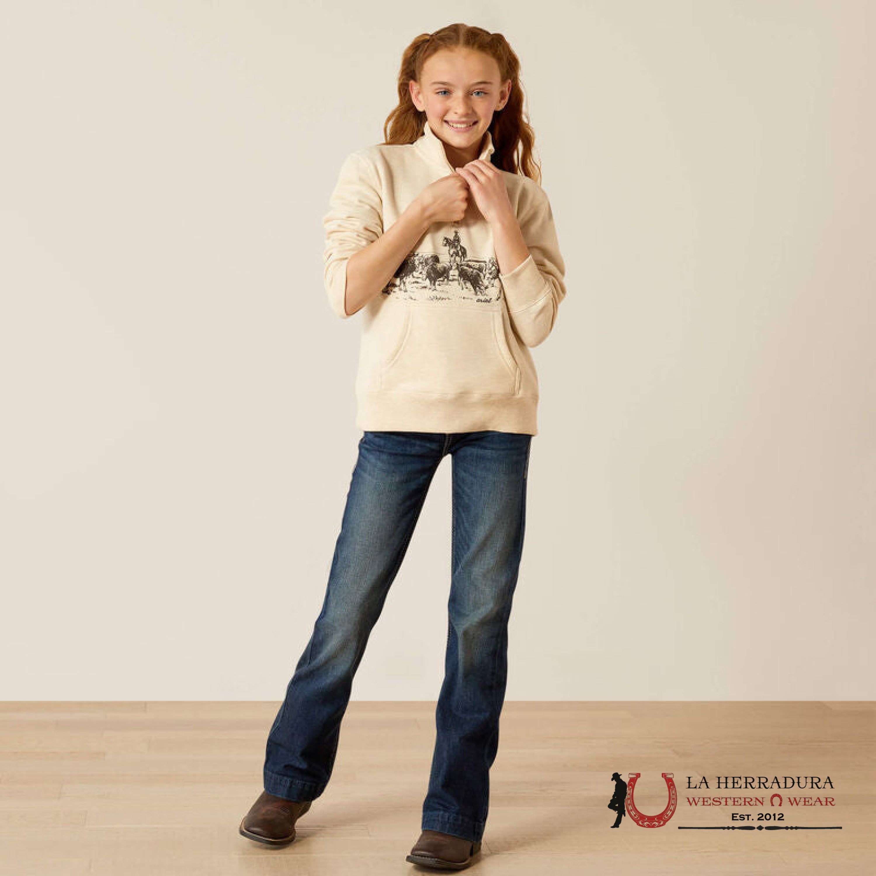 Ariat Posture 1/2 Zip Sweatshirt Oatmeal Heather - 2653 Niños